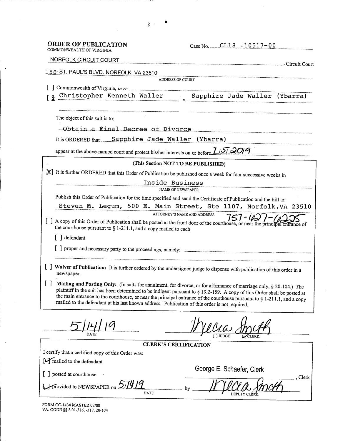 Cl 18-10517 Order of Publication