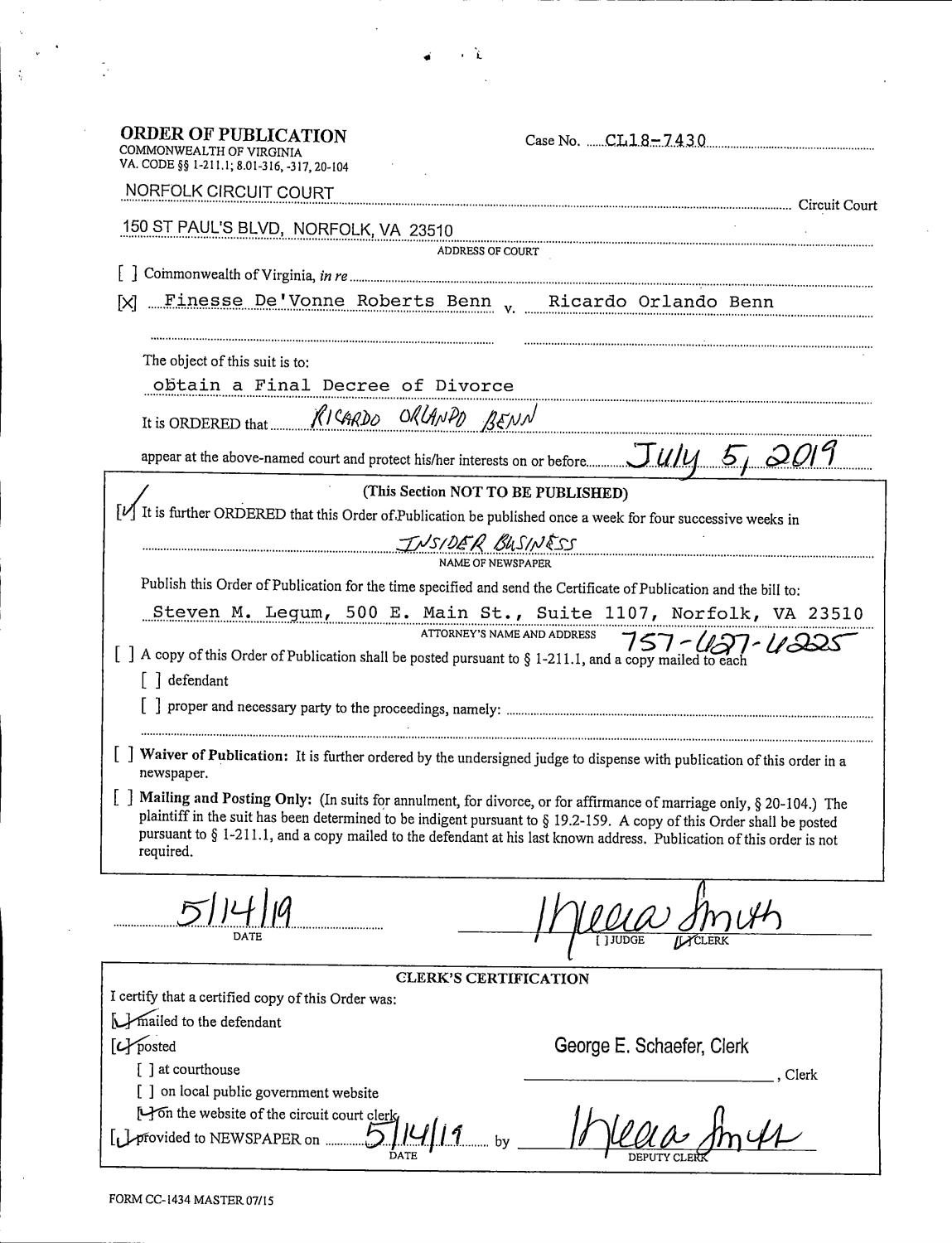 CL 18-7430 Order of Publication