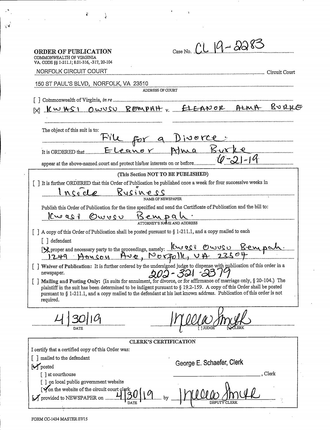 CL 19-2283 Order of Publication