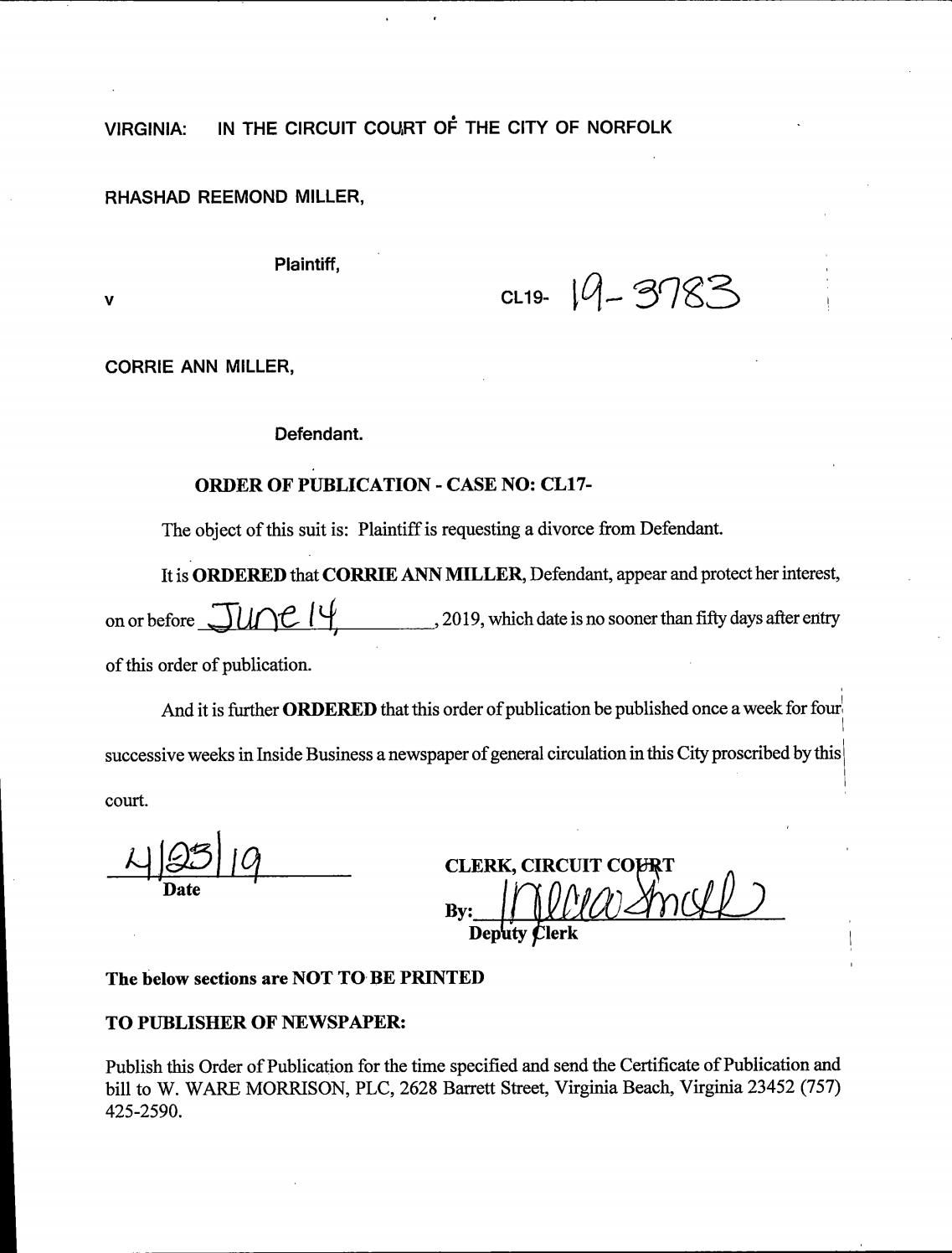 CL 19-3783 Order of Publication