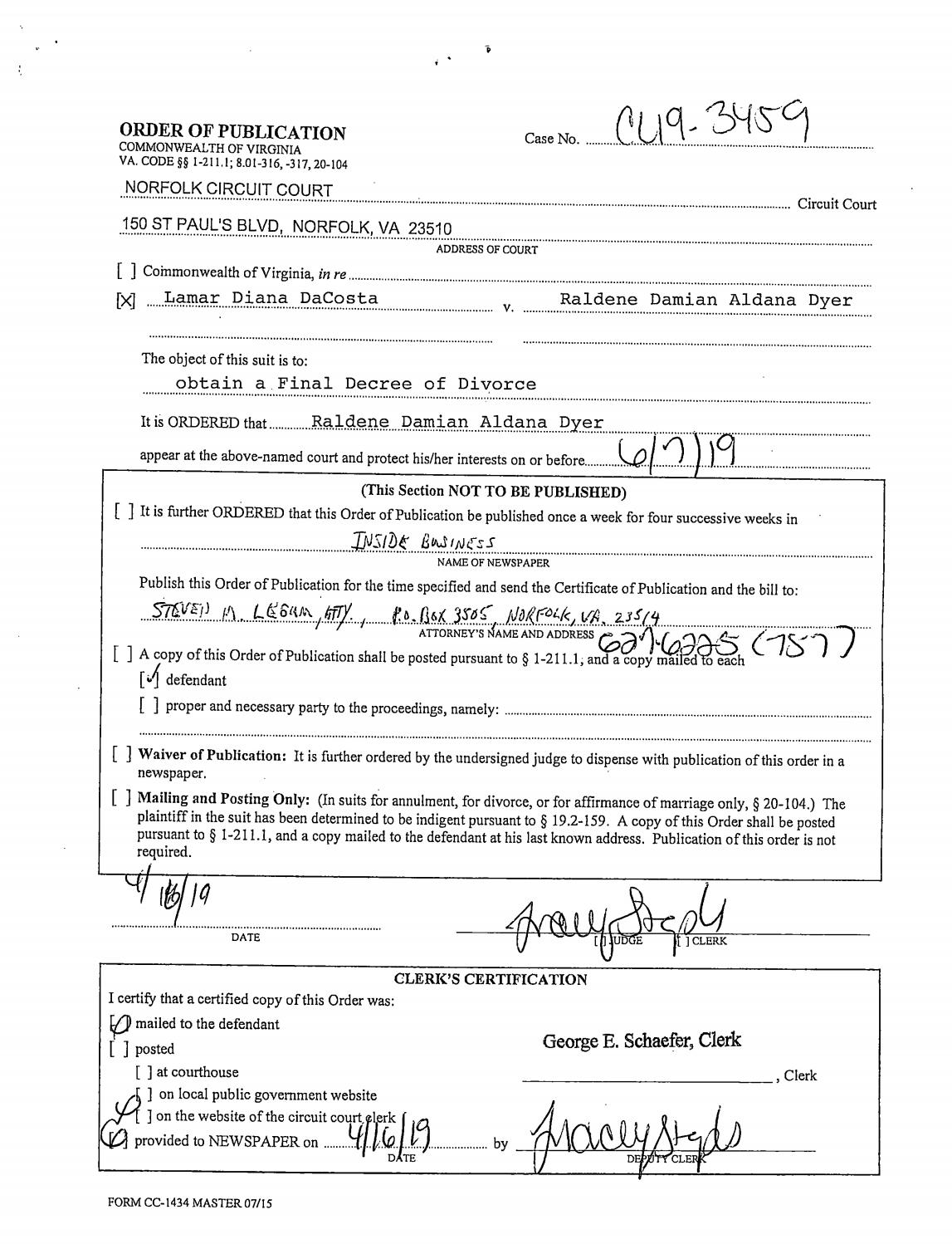 CL 19-3459 Order of Publication
