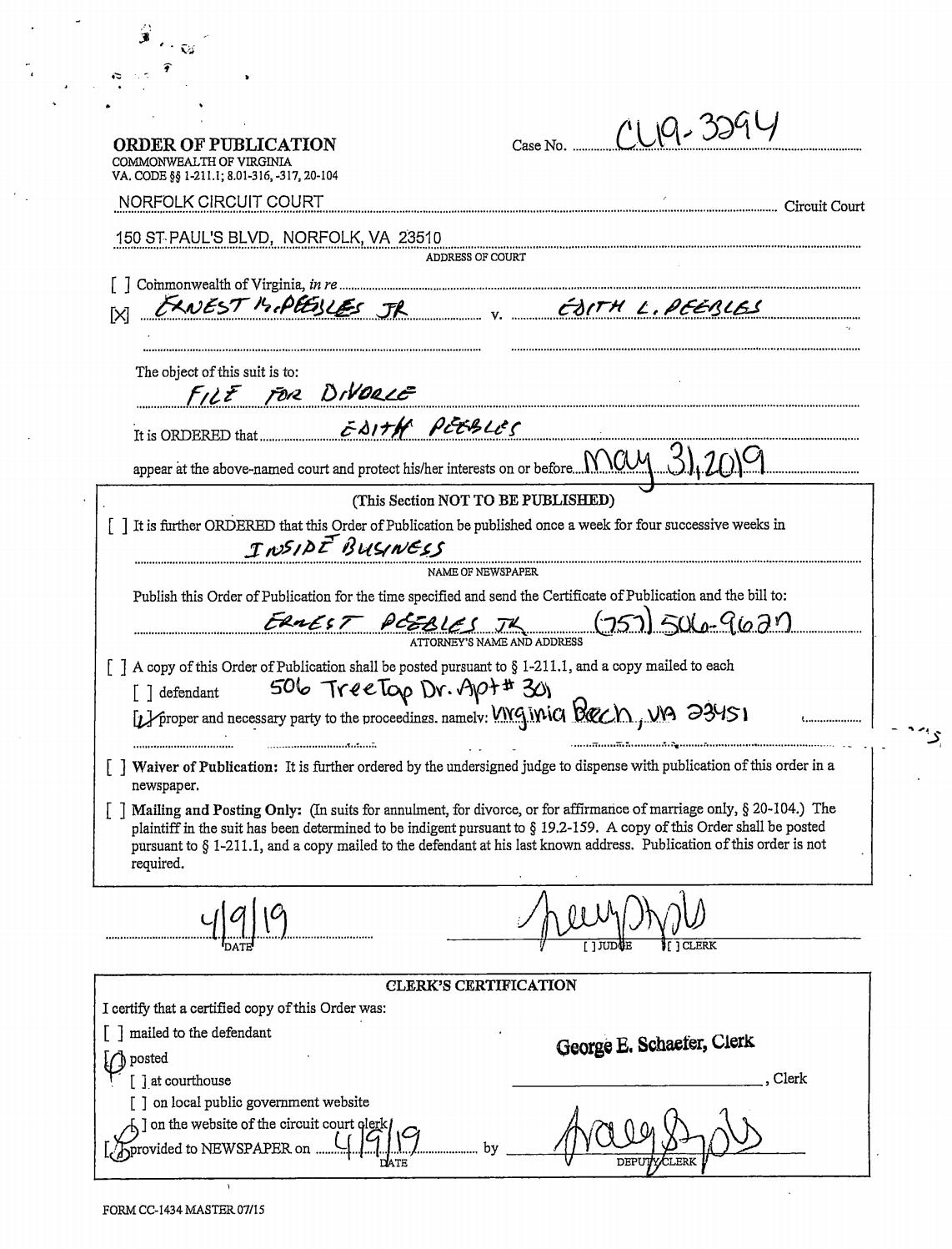 CL 19-3294 Order of Publication
