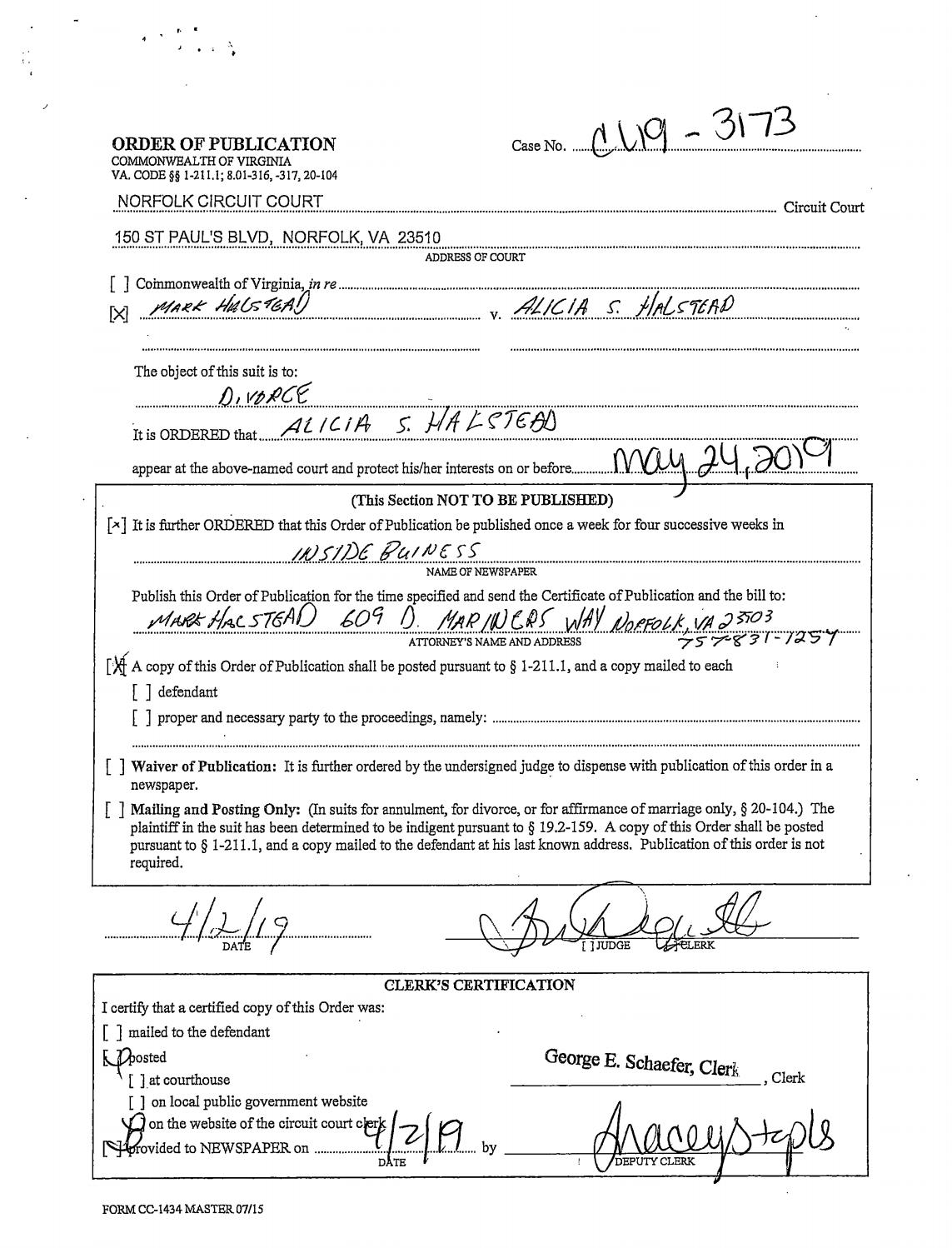 CL 19-3173 Order of Publication