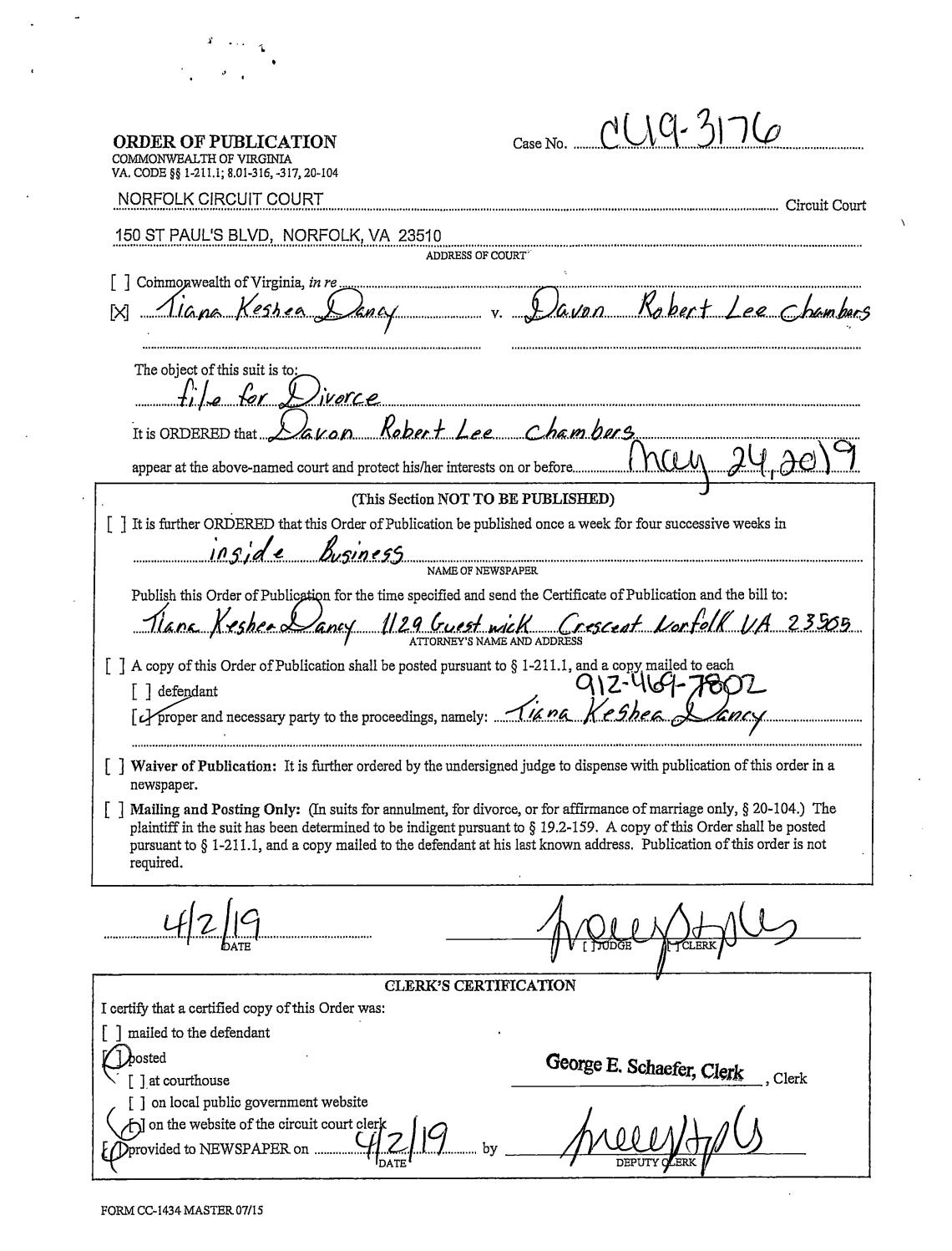 CL 19-3176 Order of Publication