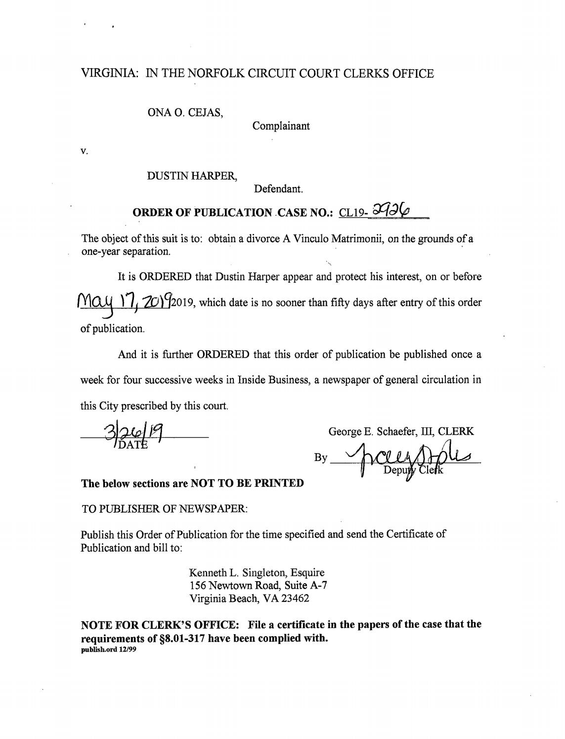 CL 19-2926 Order of Publication