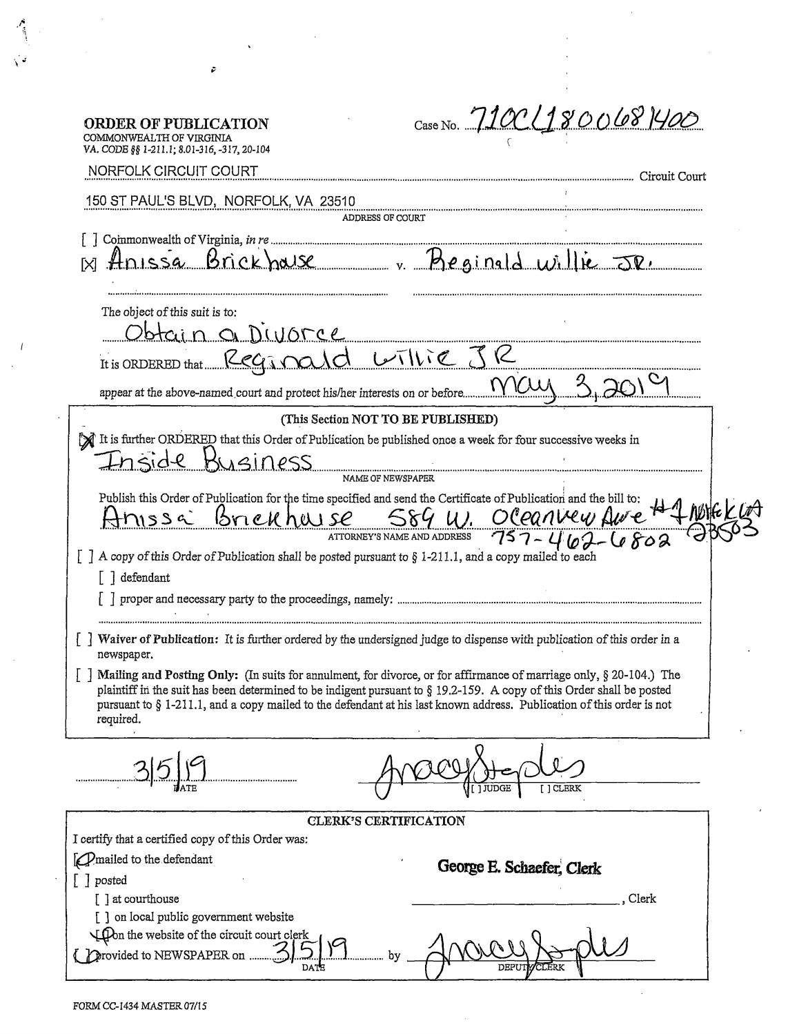 CL 18-6814 Order of Publication