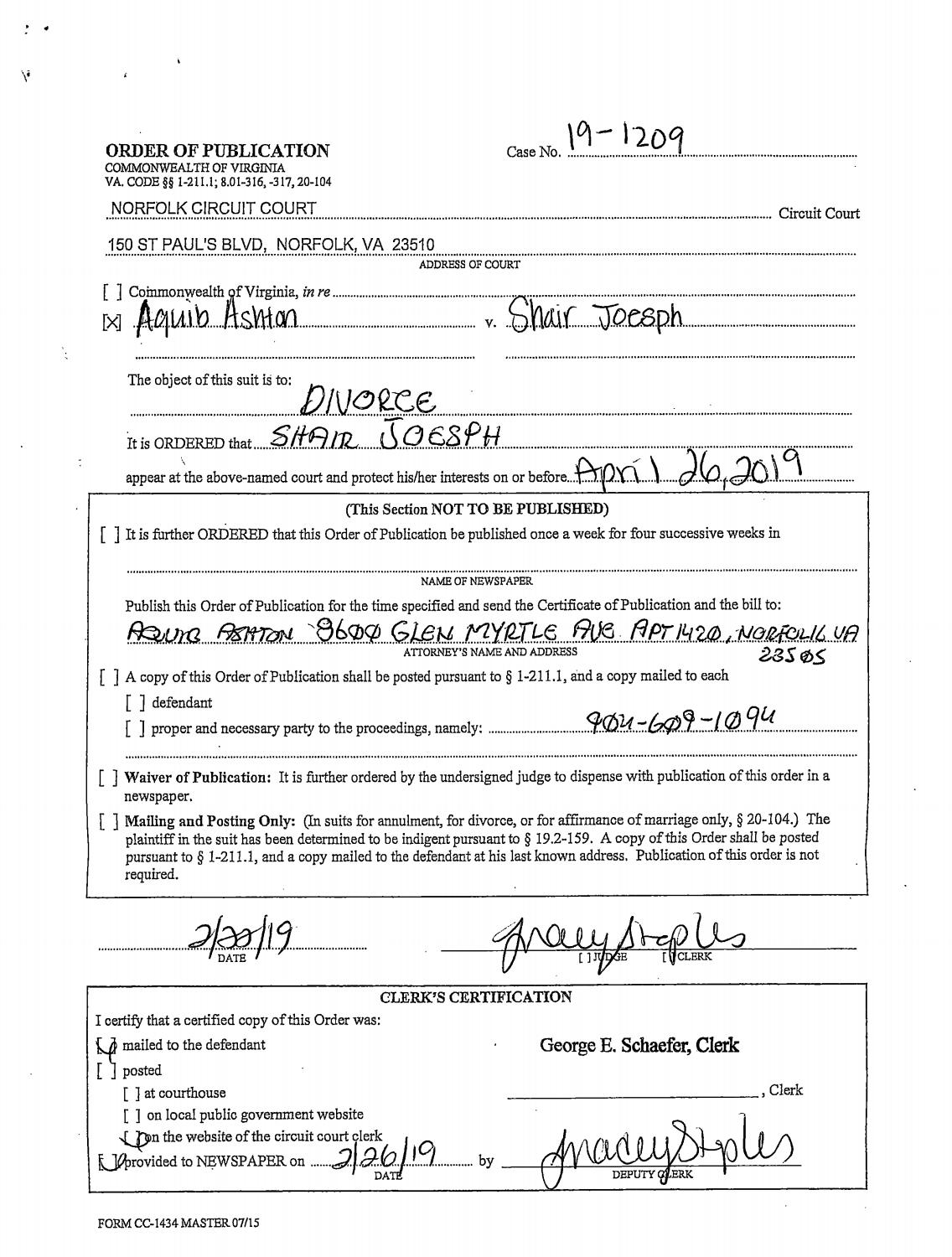 CL 19-1209 Order of Publication