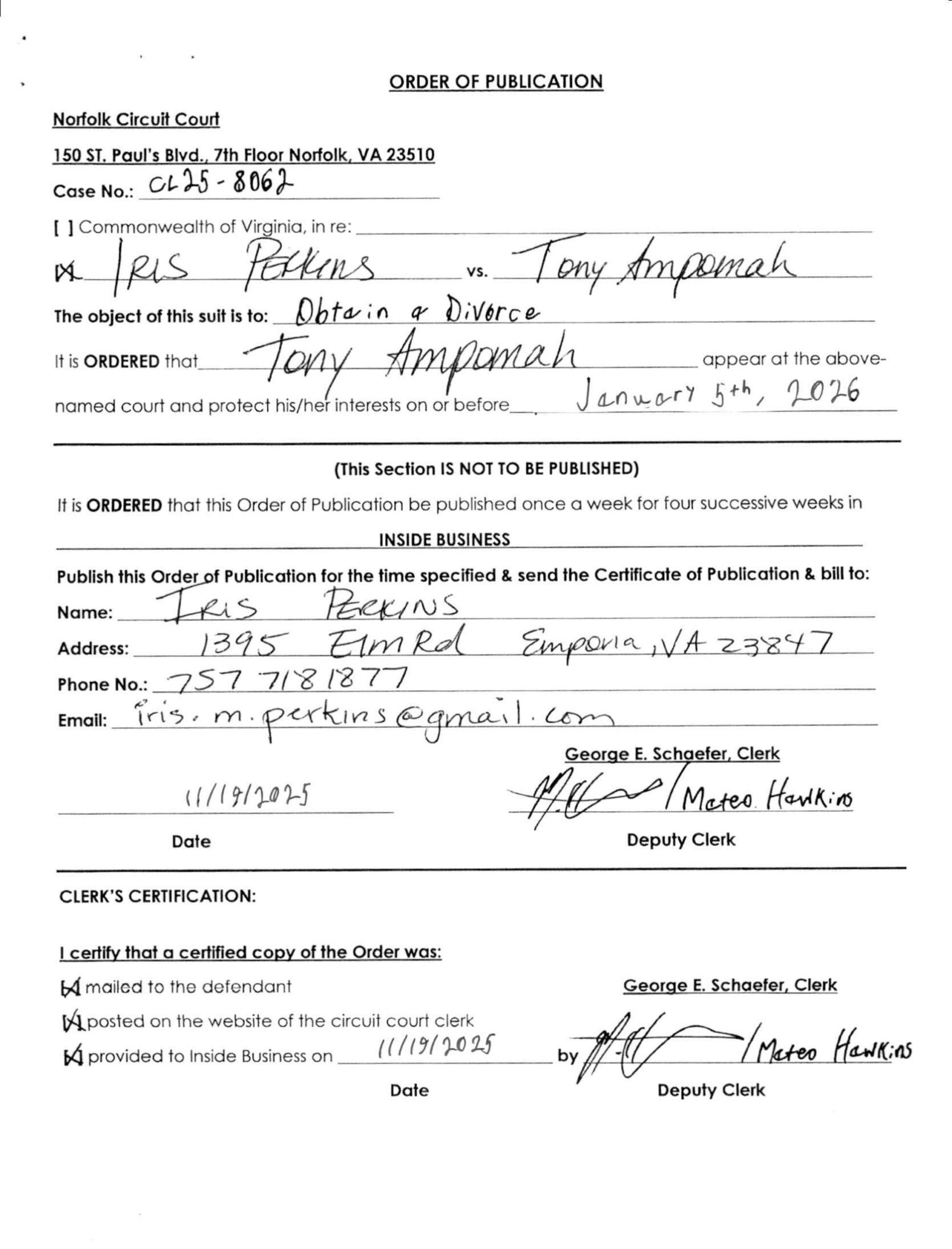 CL25-8062 Order of Publication