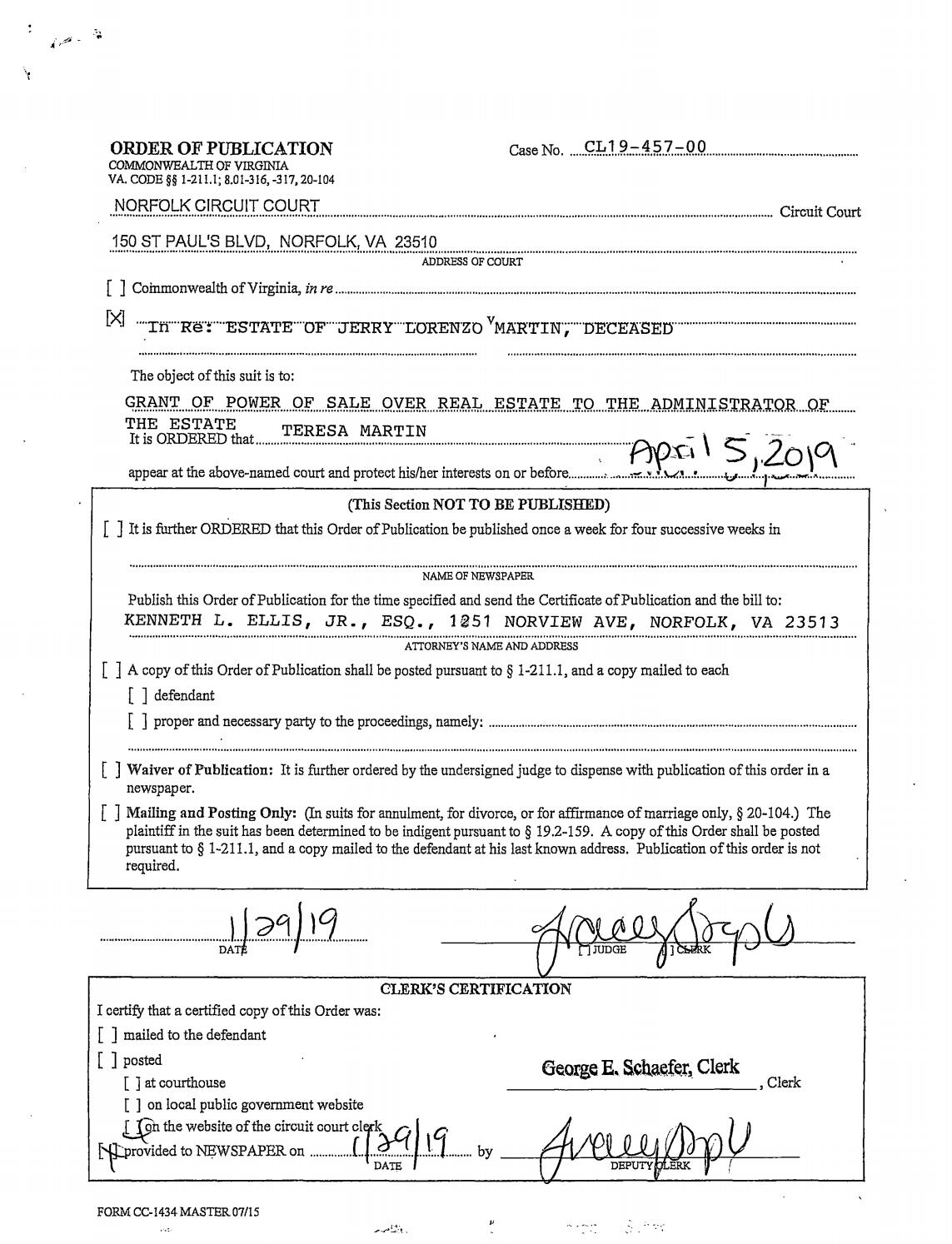 CL 19-457 Order of Publication