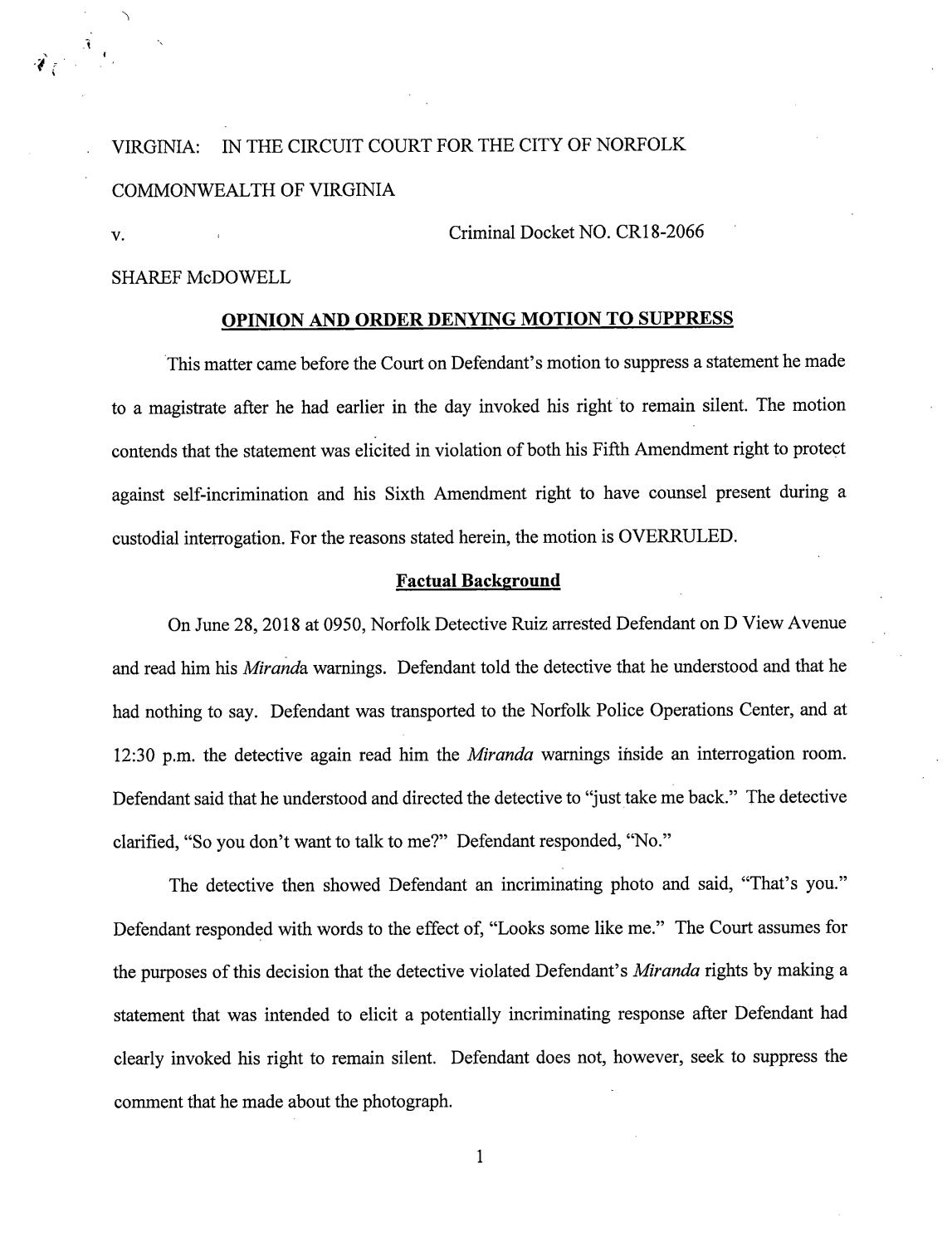 Commonwealth v McDowell  CR18-2066