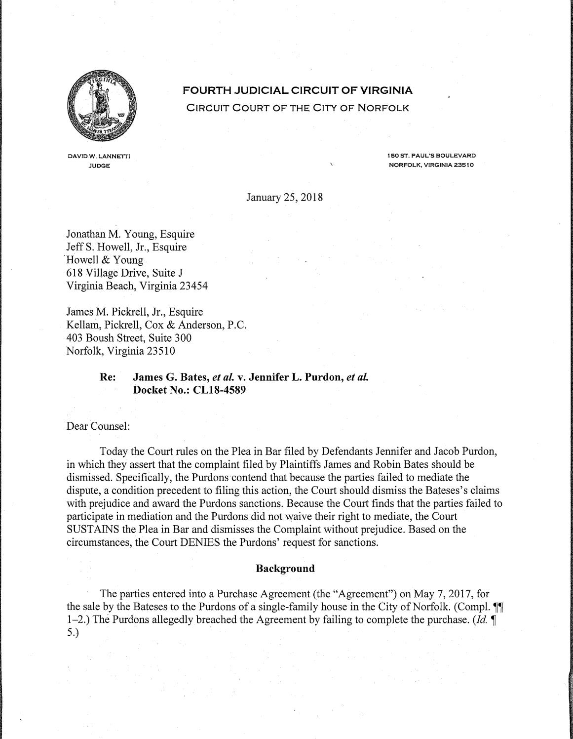 James G. Bates, et al. v. Jennifer L. Purdon, et al.
