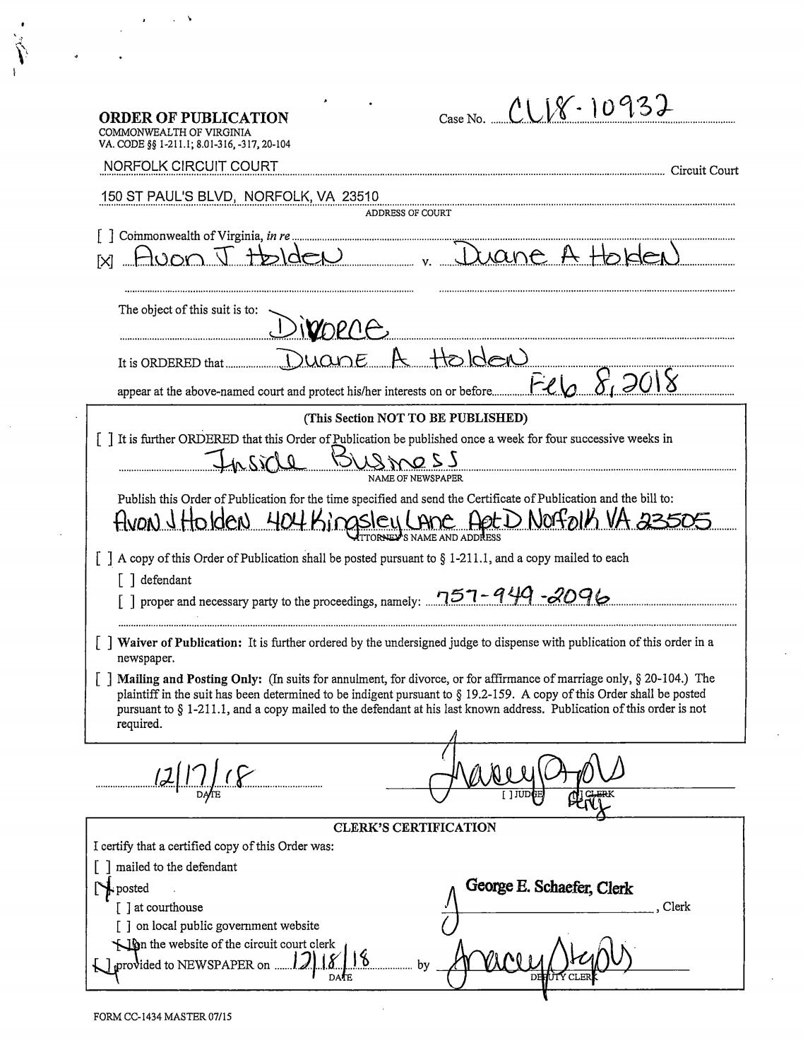 CL 18-10932 Order of Publication