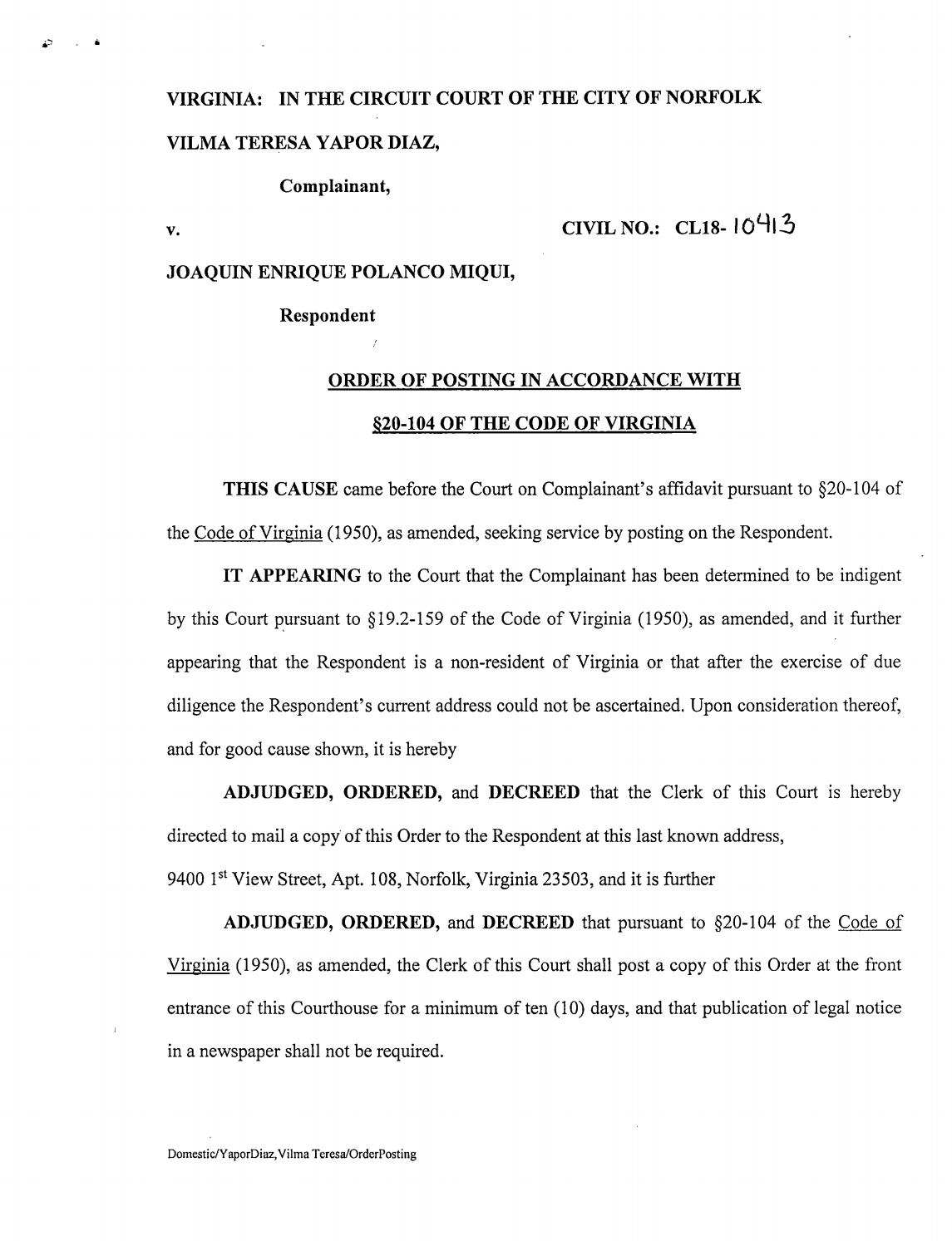 CL 18-10413 Order of Posting