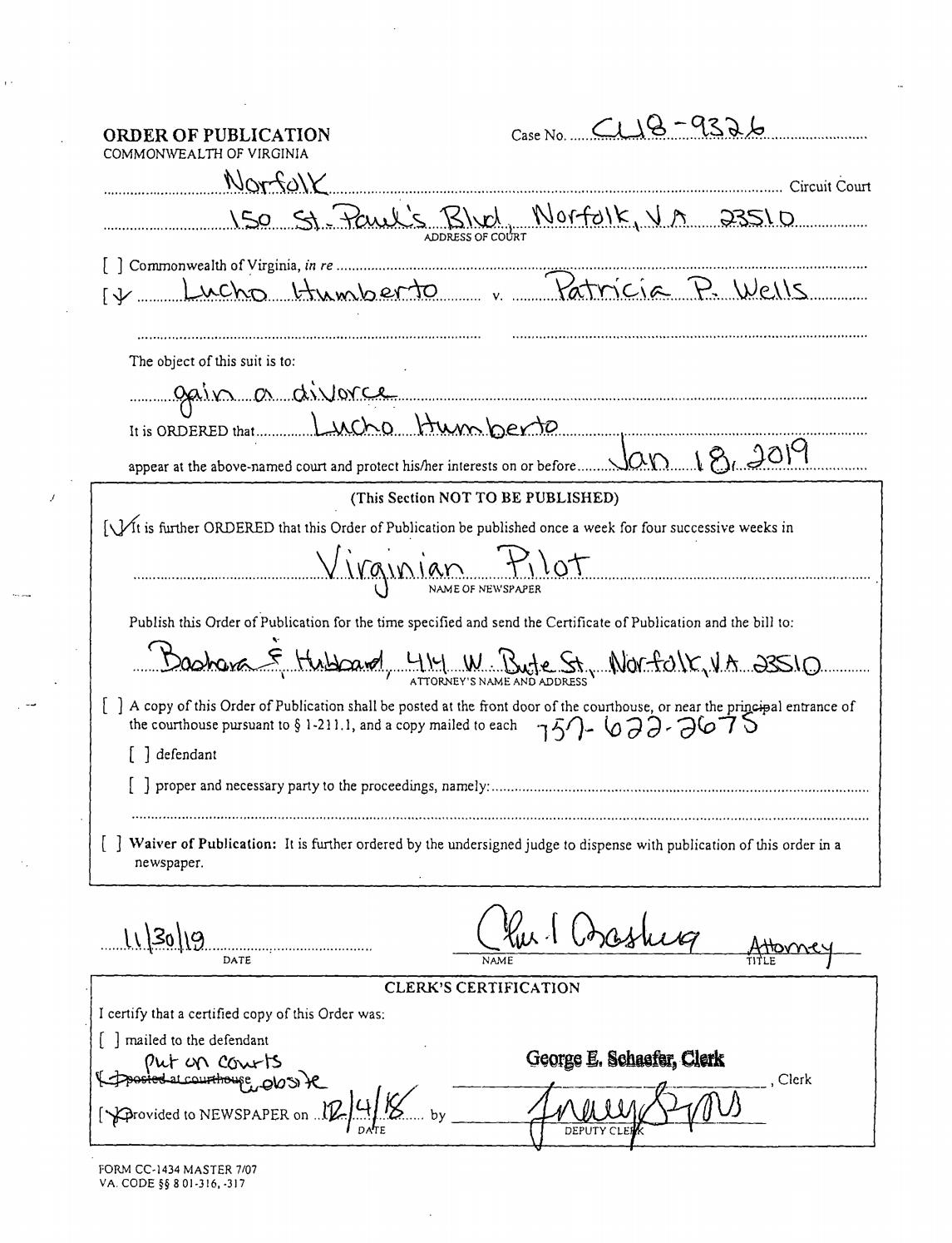 CL 18-9326 Order of Publication