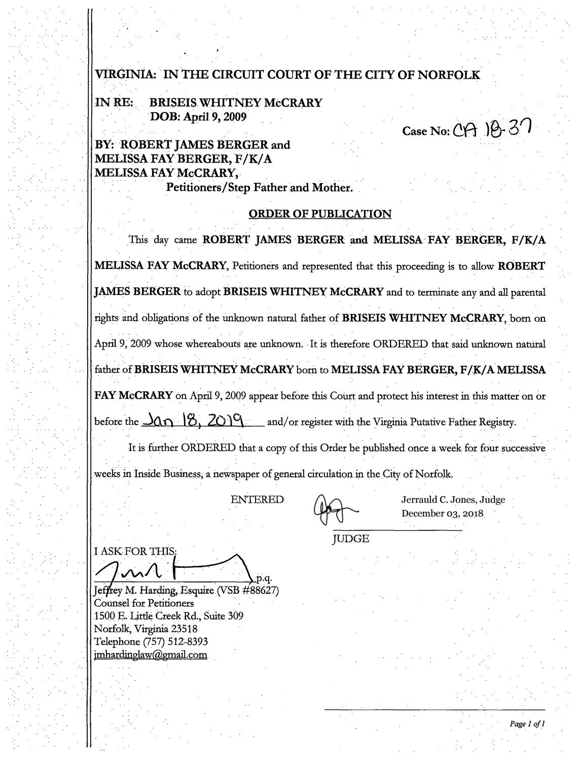CA 18-37 Order of Publication