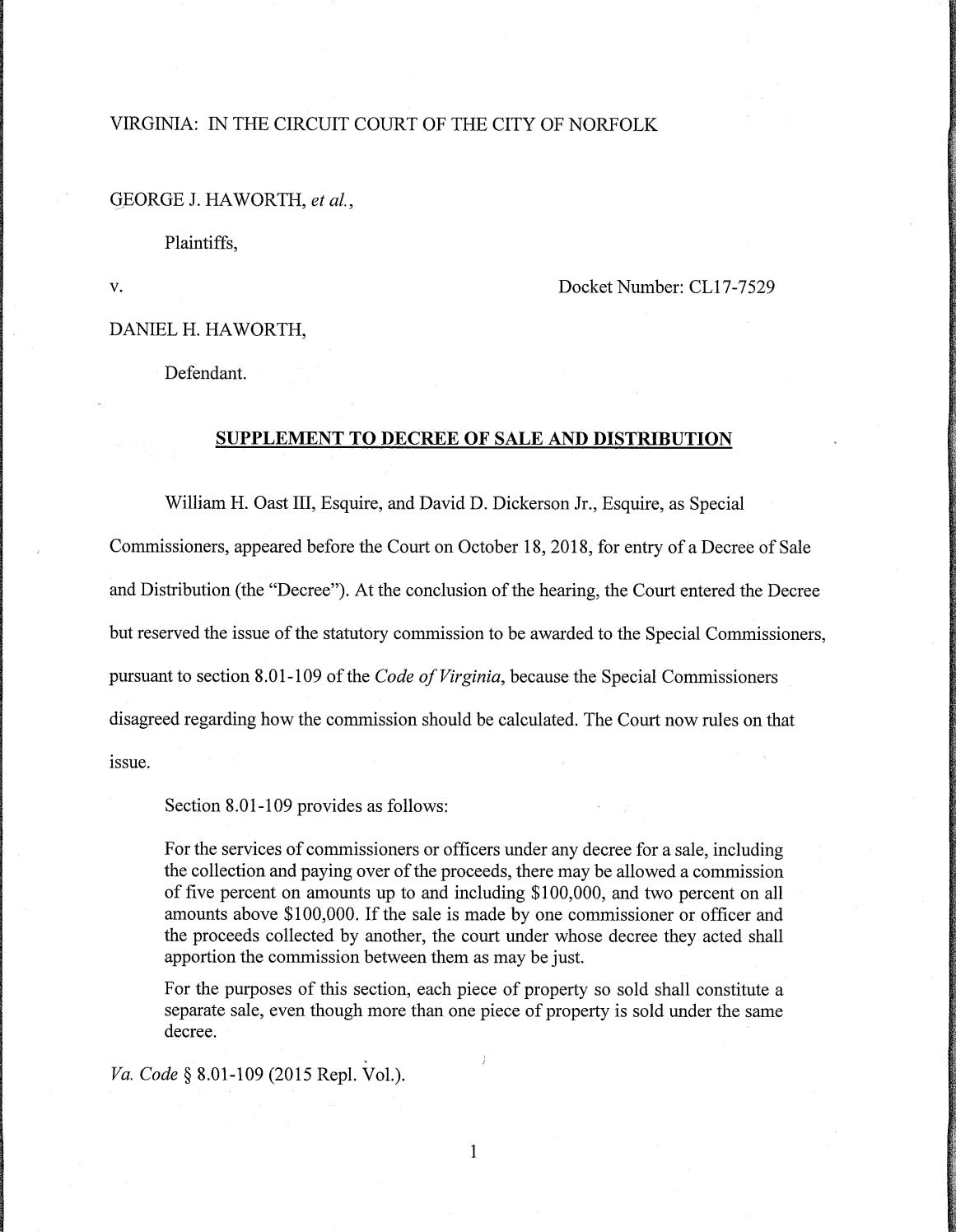 George J. Haworth, et al. v. Daniel H. Haworth