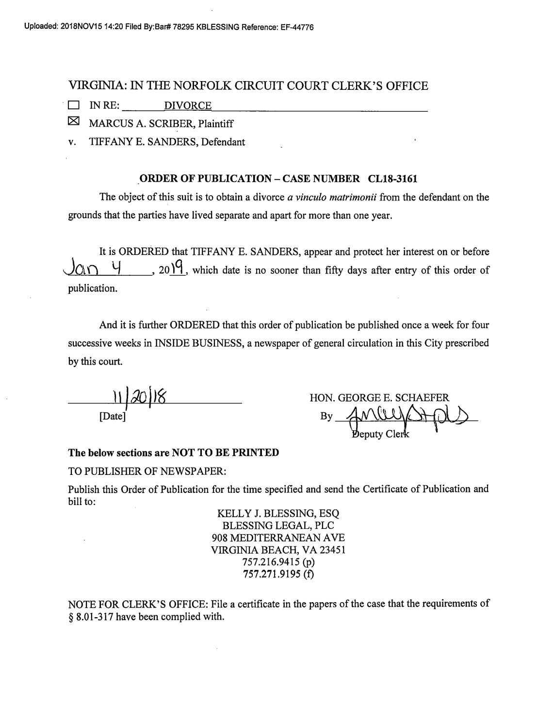 CL 18-3161 Order of Publication