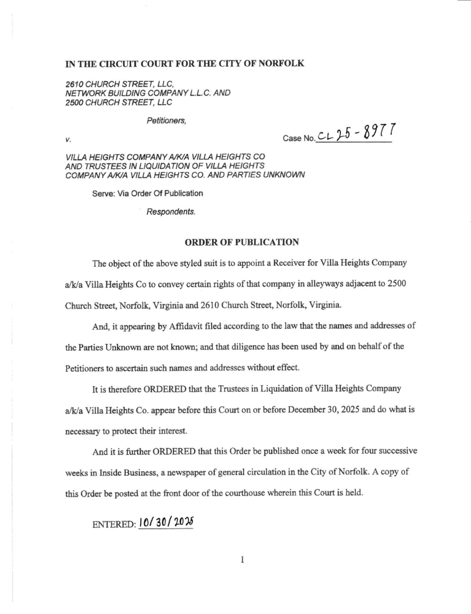 CL25-8977 Order of Publication