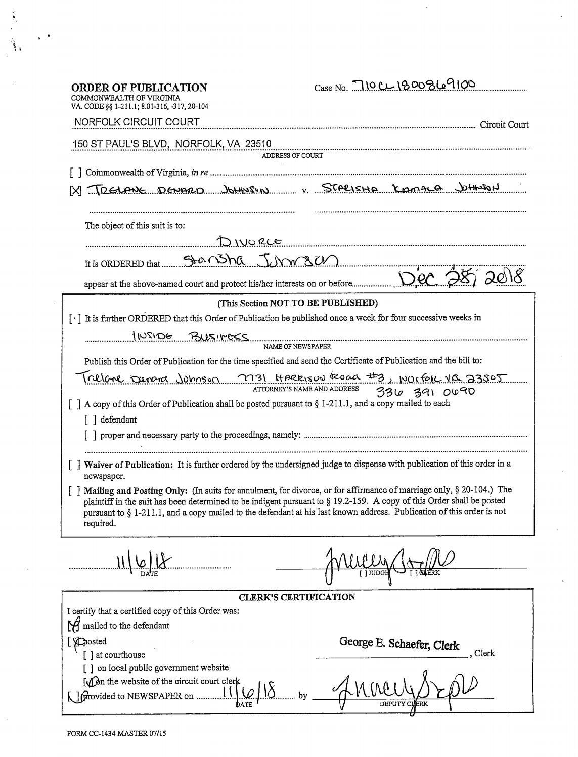 CL 18-8691 Order of Publication
