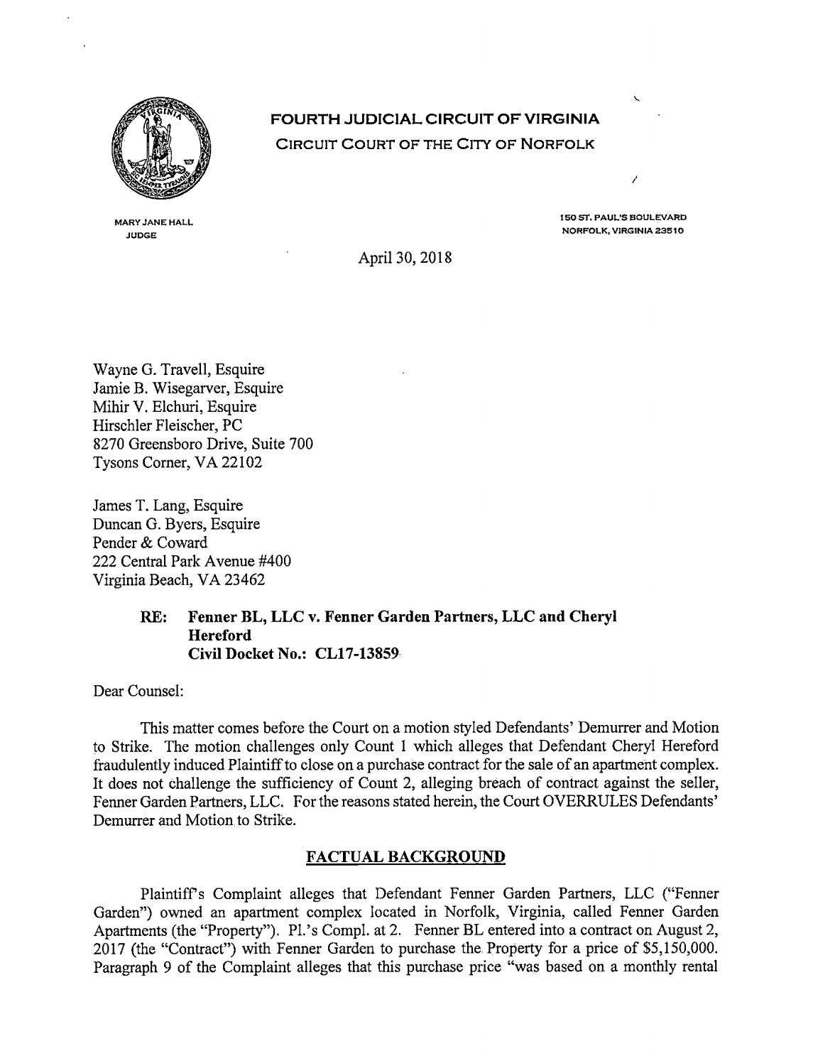 Feller v Fennder GARDEN pARTNERS