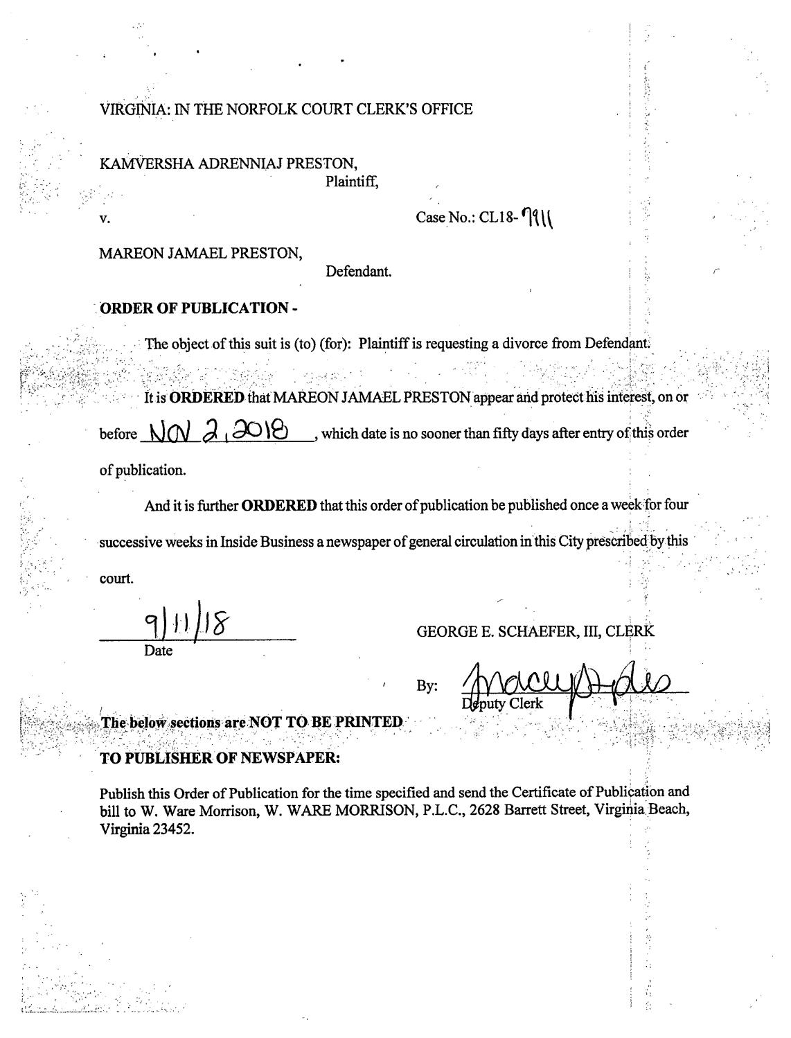 CL 18-7911 Order of Publication