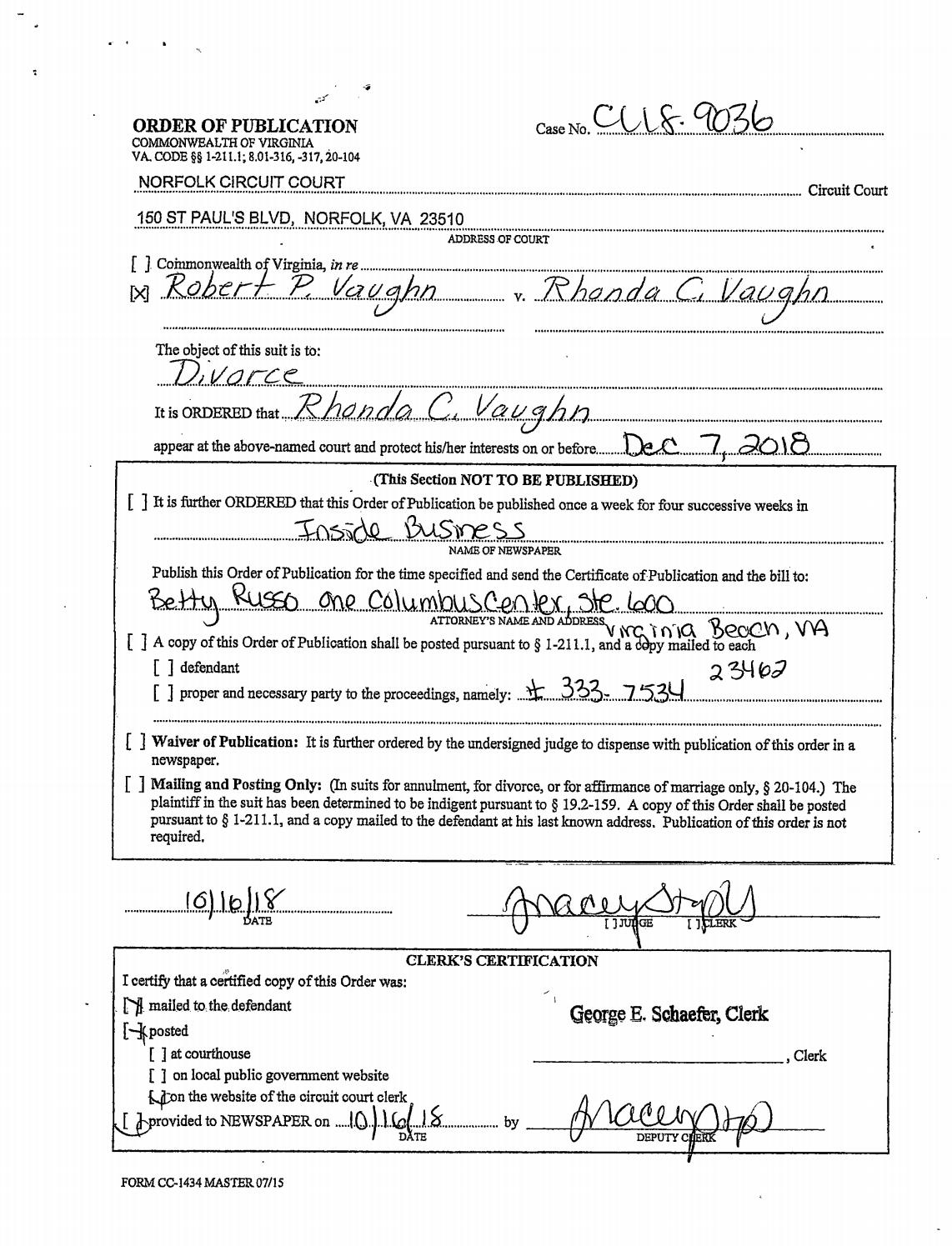 CL 18-9036 Order of Publication