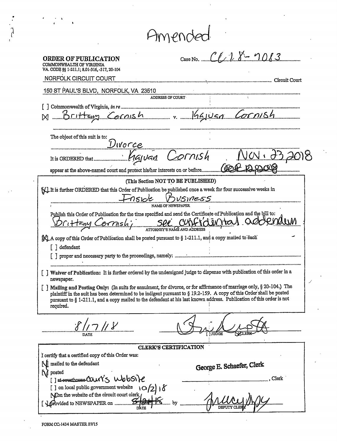 CL 18-7083 Amended Order of Publication