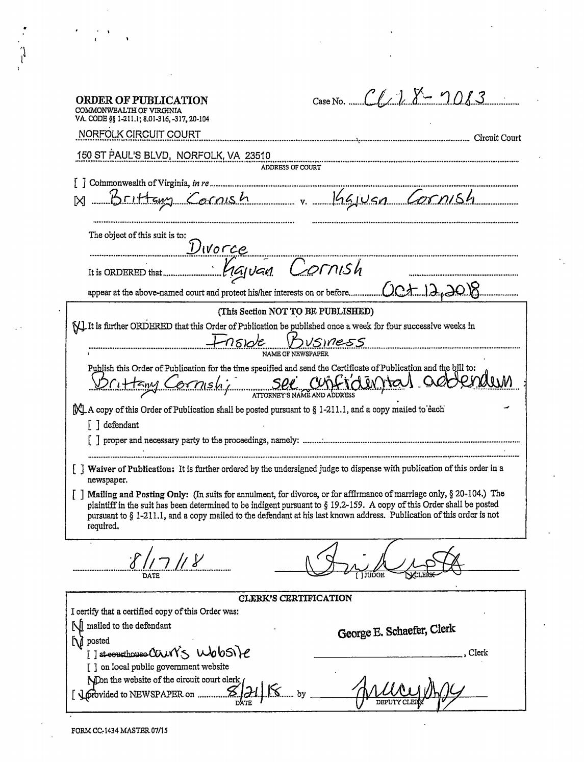 CL 18-7083 Order of Publicaiton