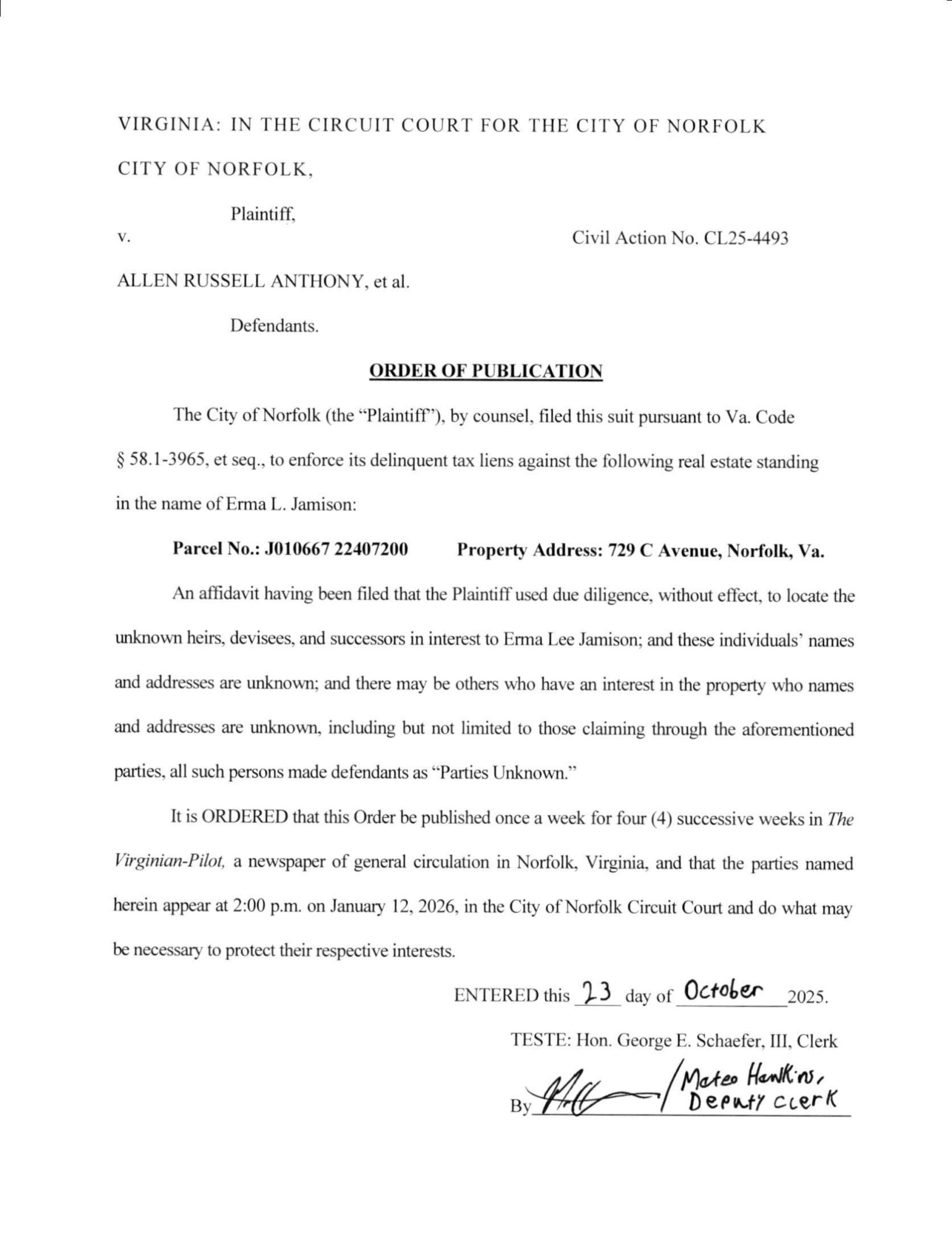 CL25-4493 Order of Publication