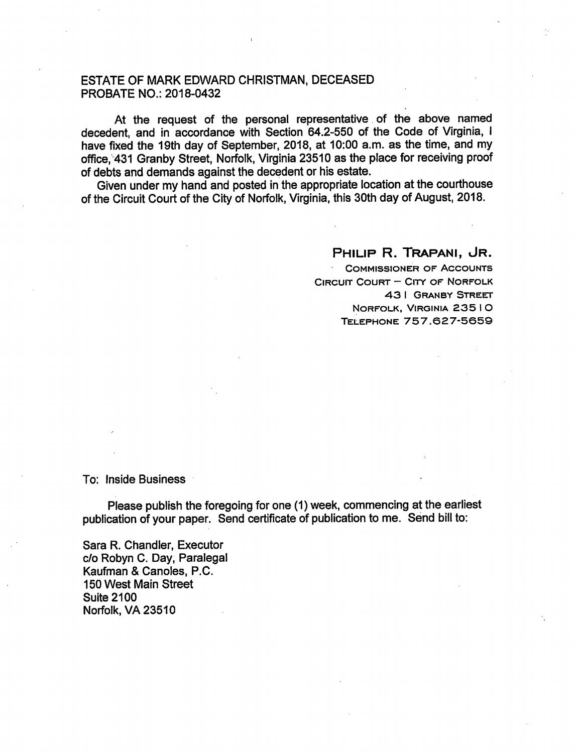 Office of Philip Trapani, Commissioner of Accounts