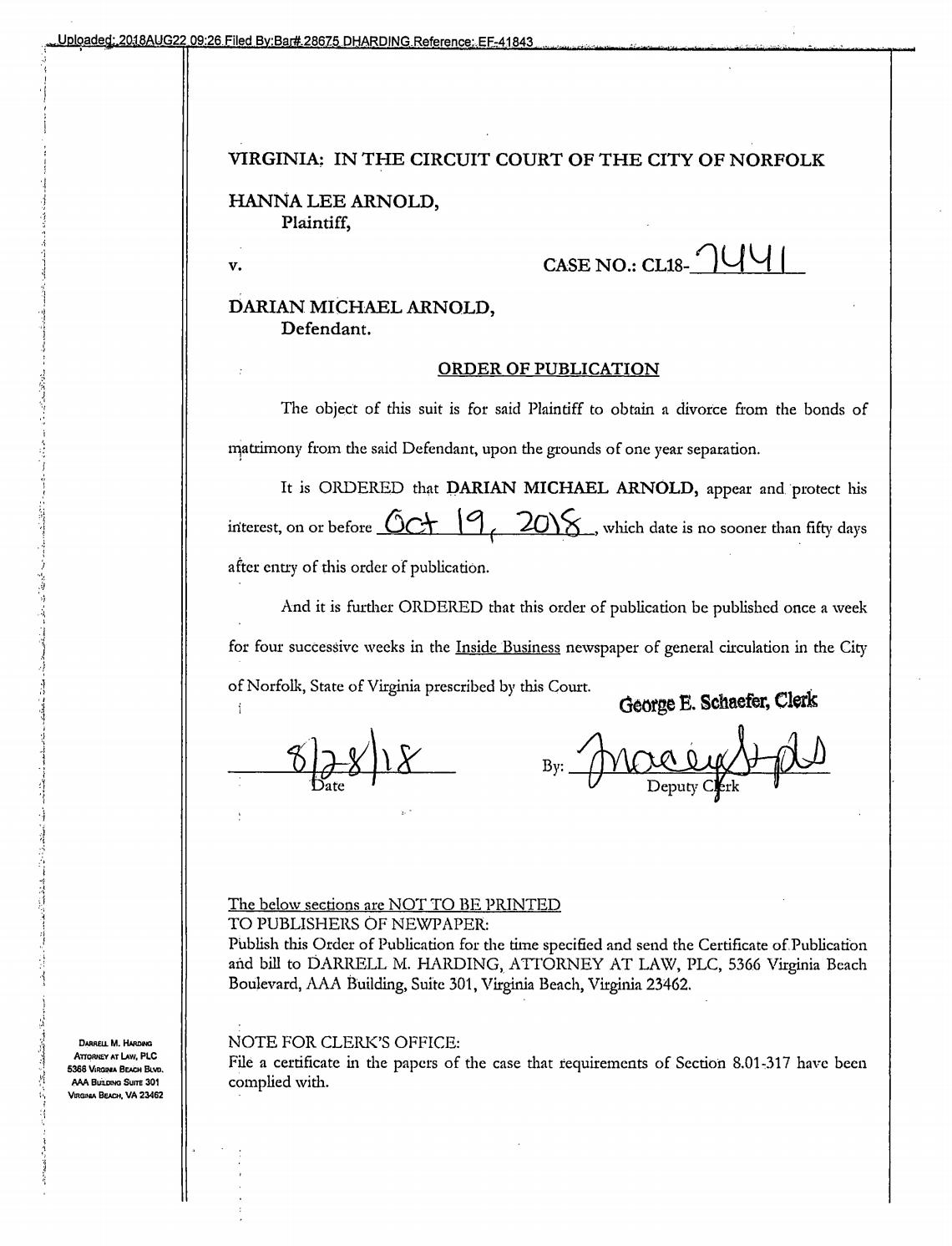 CL 18-7441 Order of Publication