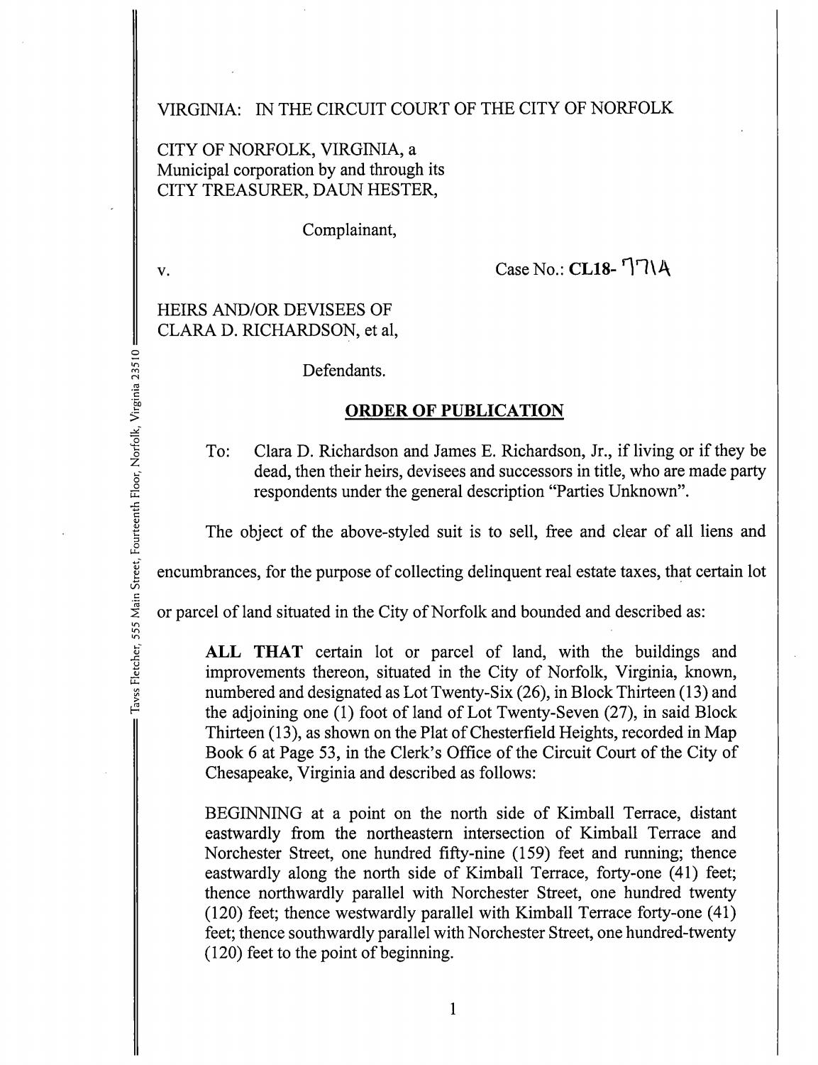 CL 18-7714 Order of Publication