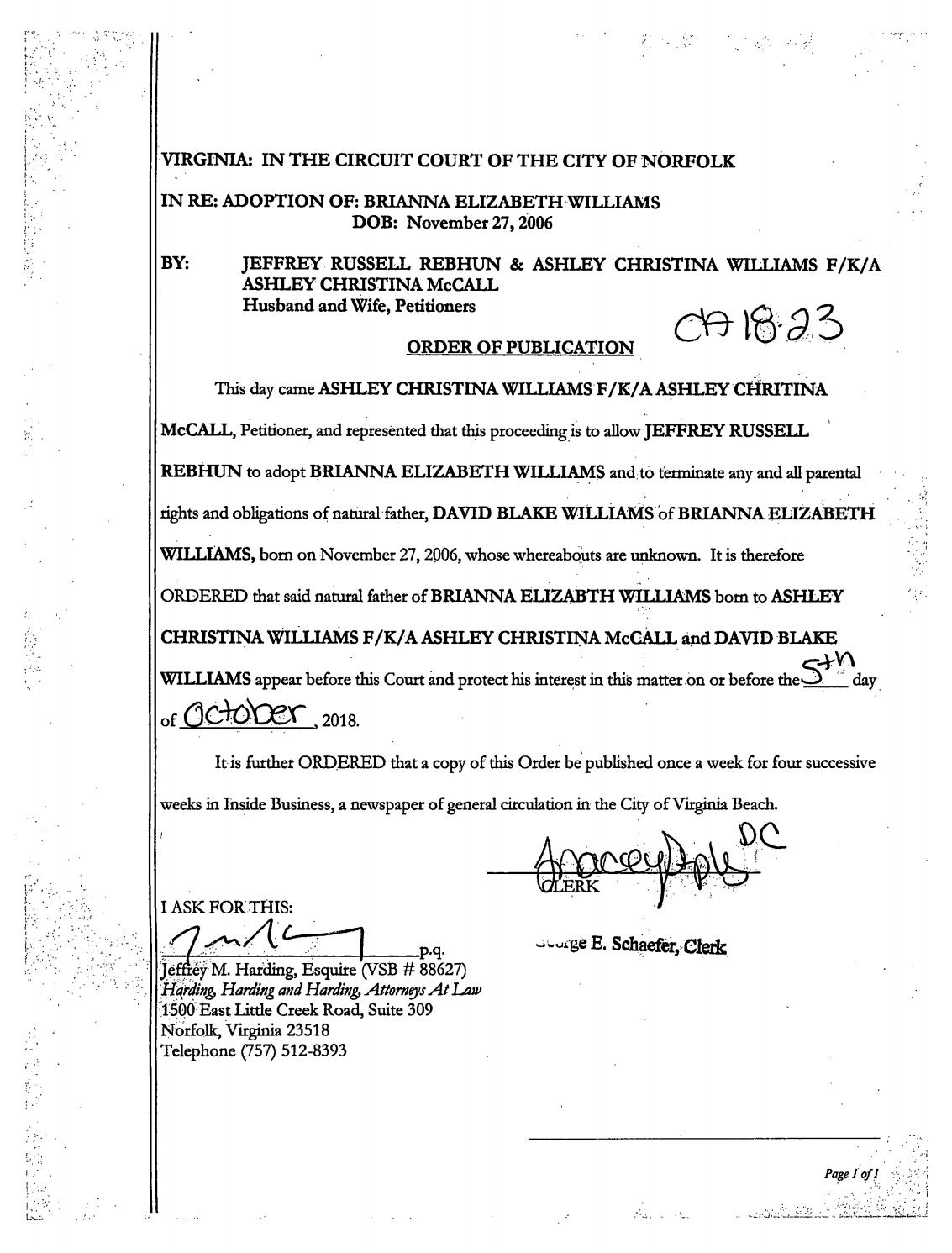 CA 18-23 Order of Publication