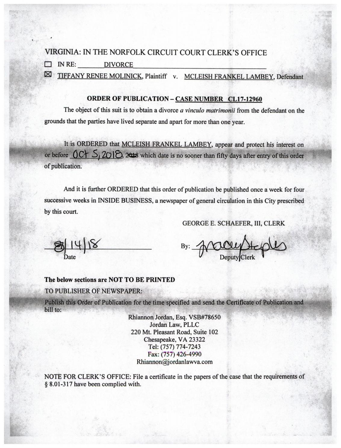 CL 17-12960 Order of Publication
