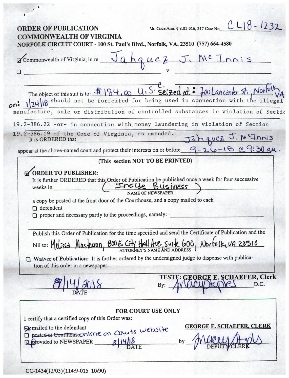 CL 18-1232 Order of Publication