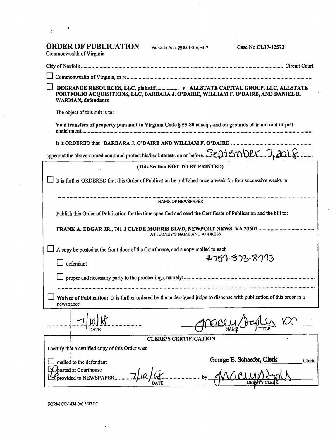 CL 17-712573 Order of Publication