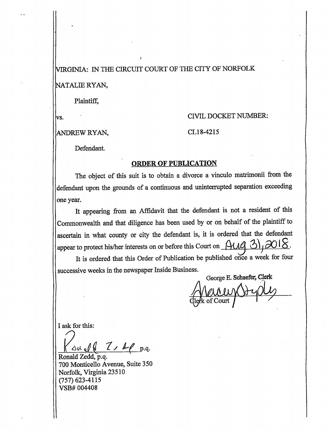 CL 18-4215 Order of Publication