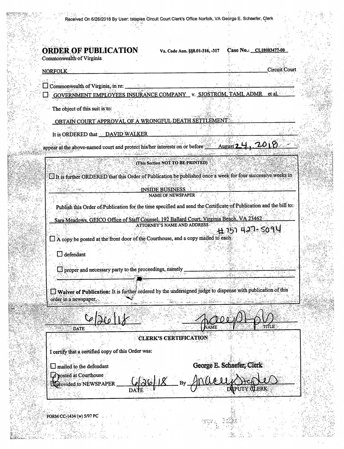 CL 18-3477 Order of Publication
