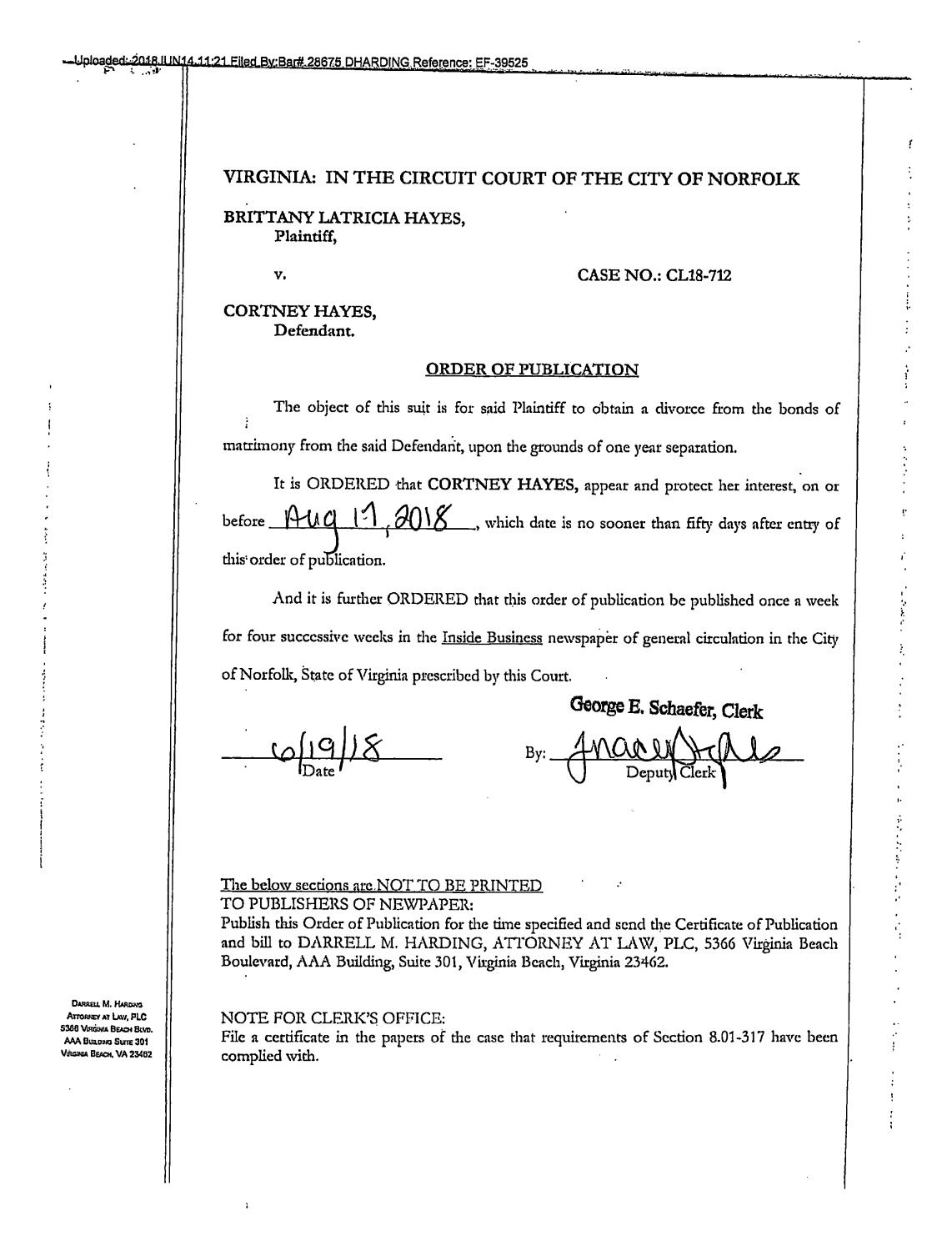 CL 18-712 Order of Publication
