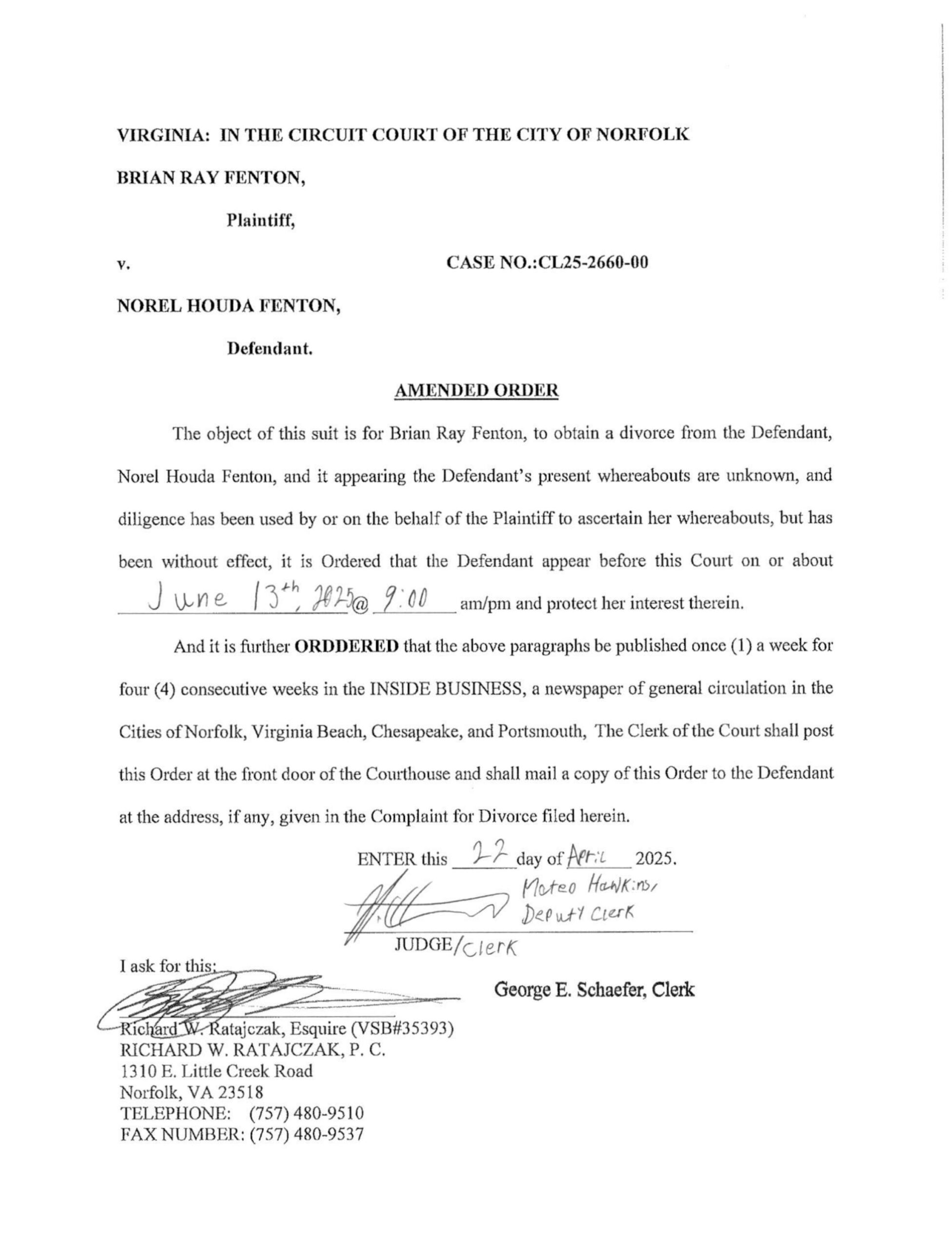 CL25-2660 Amended Order of Publication