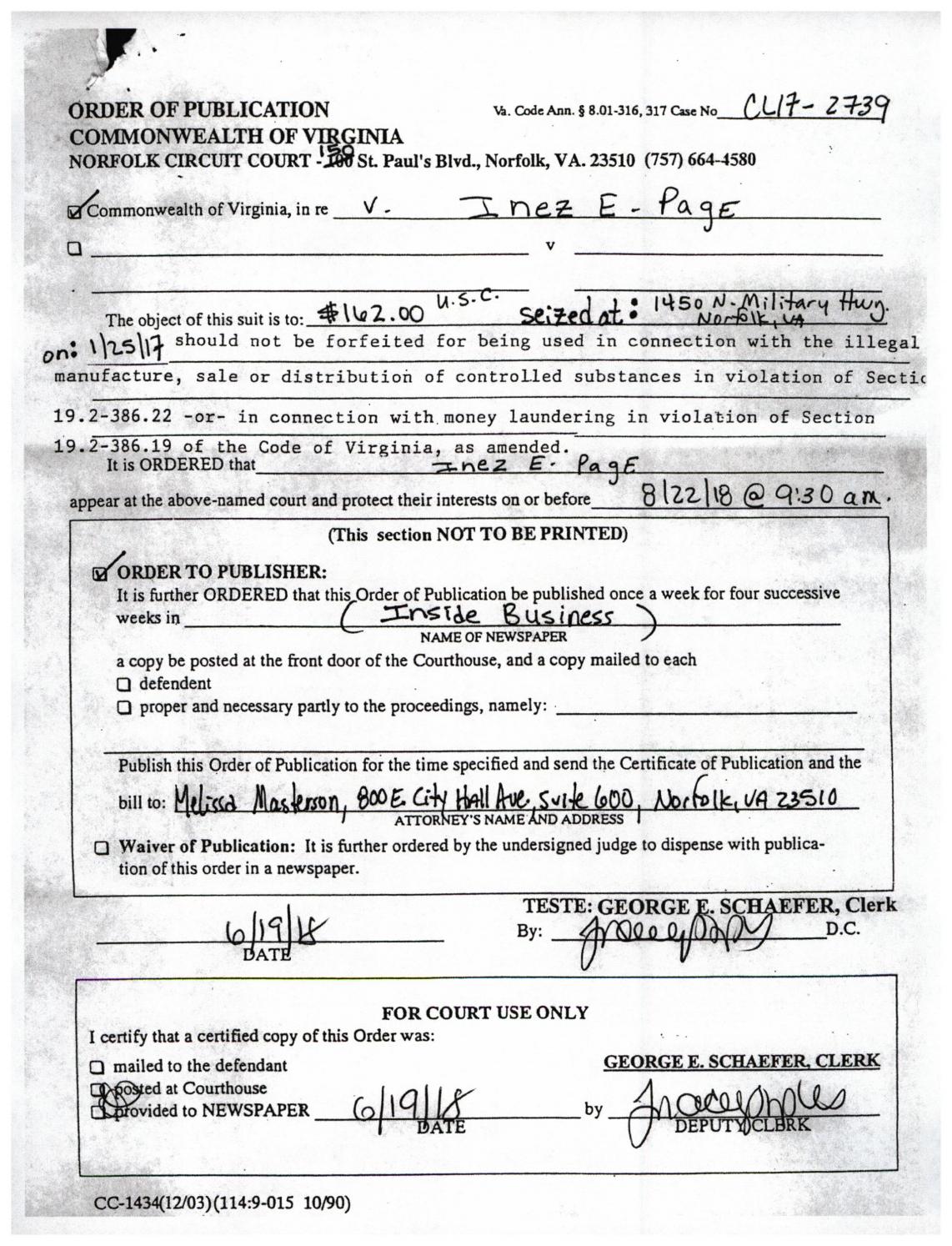 CL 17-2739 Order of Publication