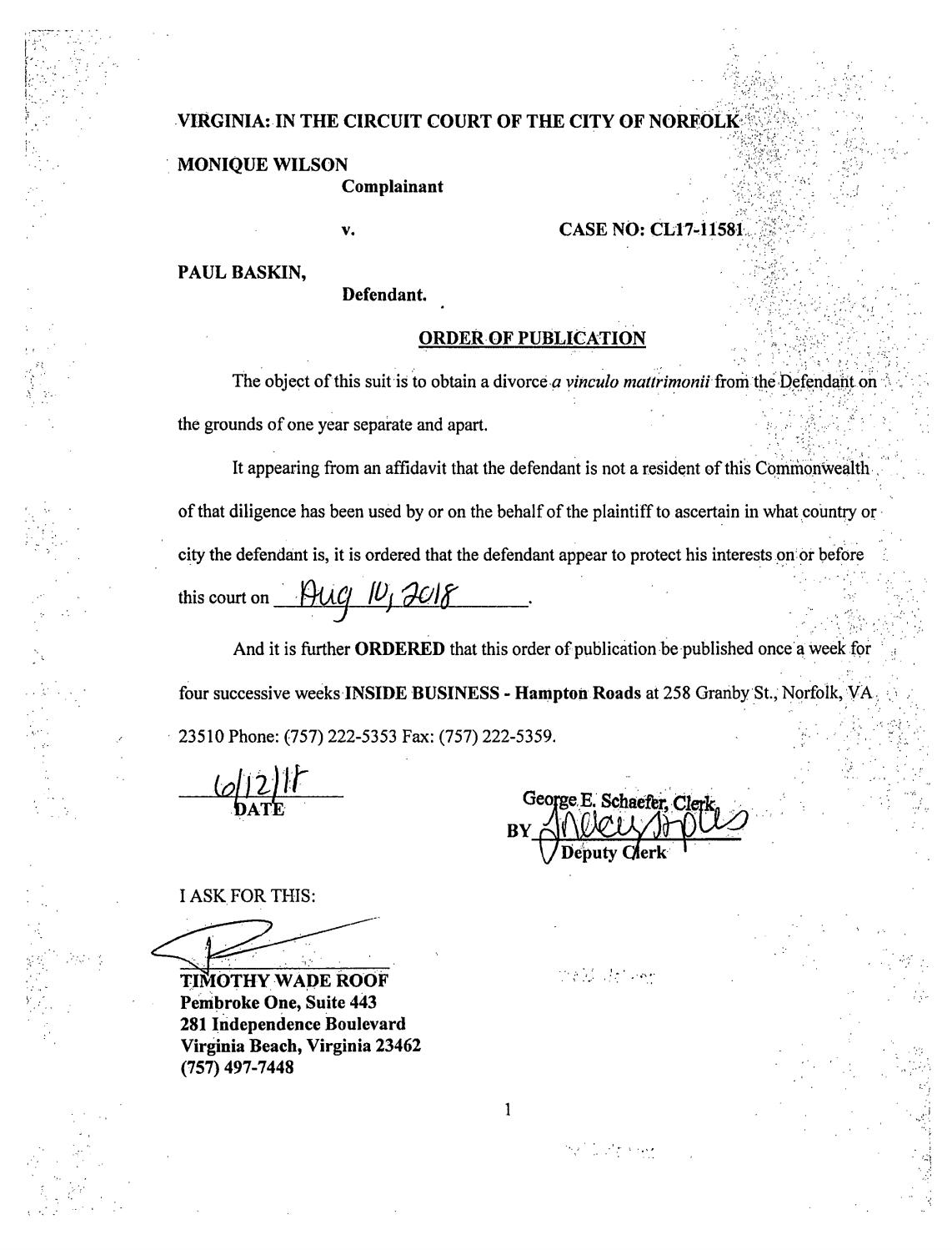 CL 17-11581 Order of Publication