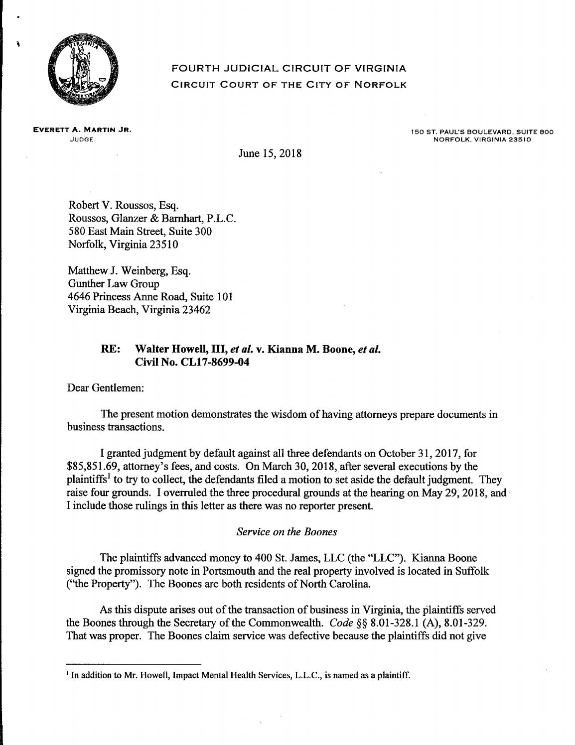 Walter howell, et al v kianna boone, et al