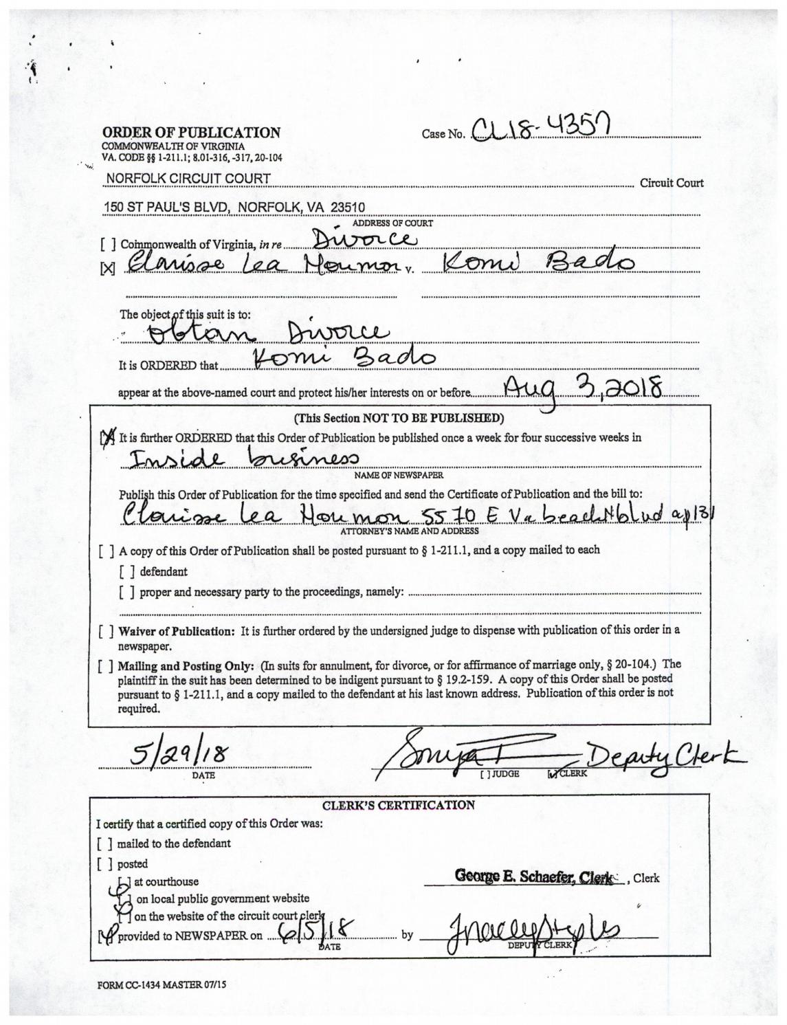 CL 18-4357 Order of Publication