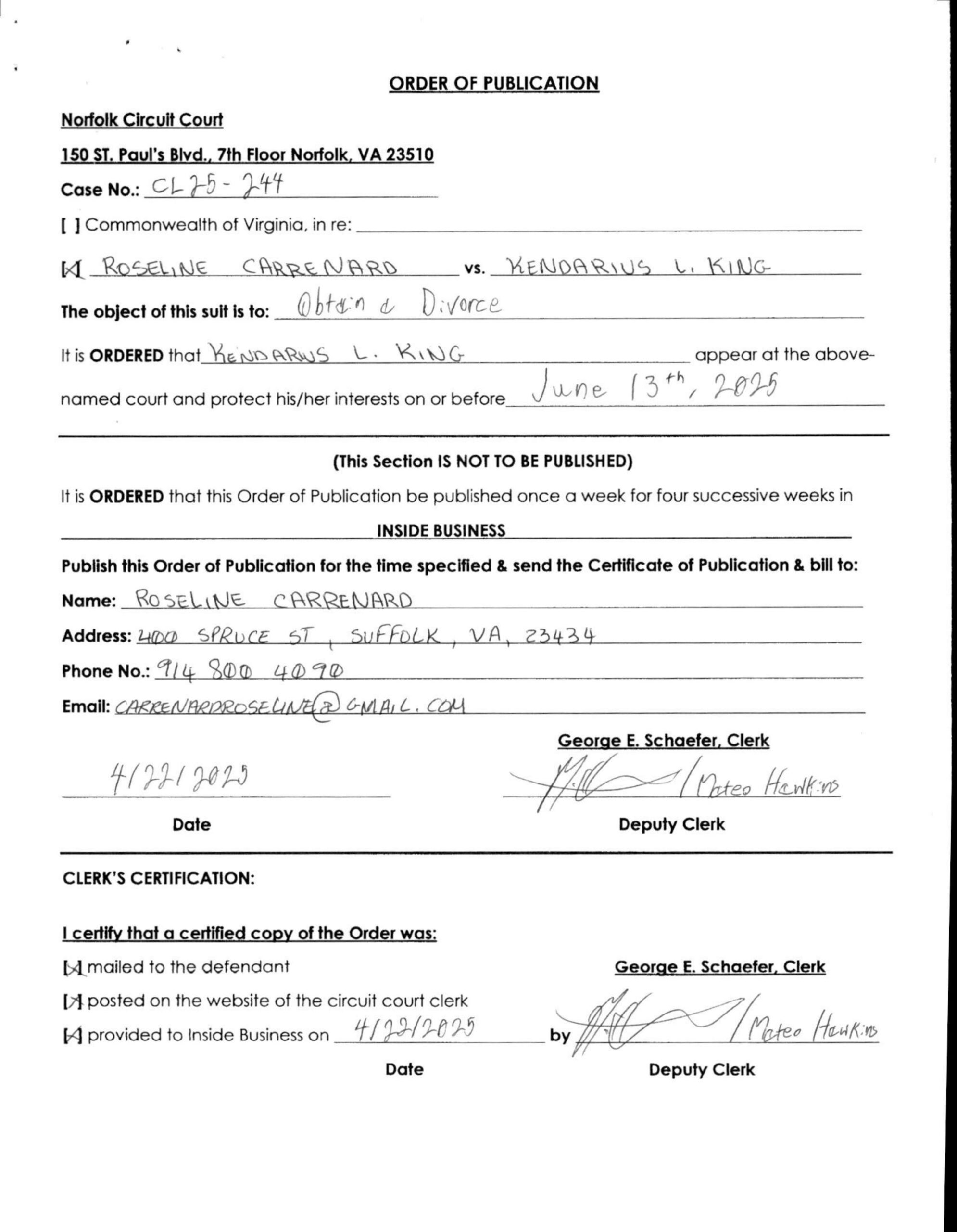 CL25-244 Order of Publication