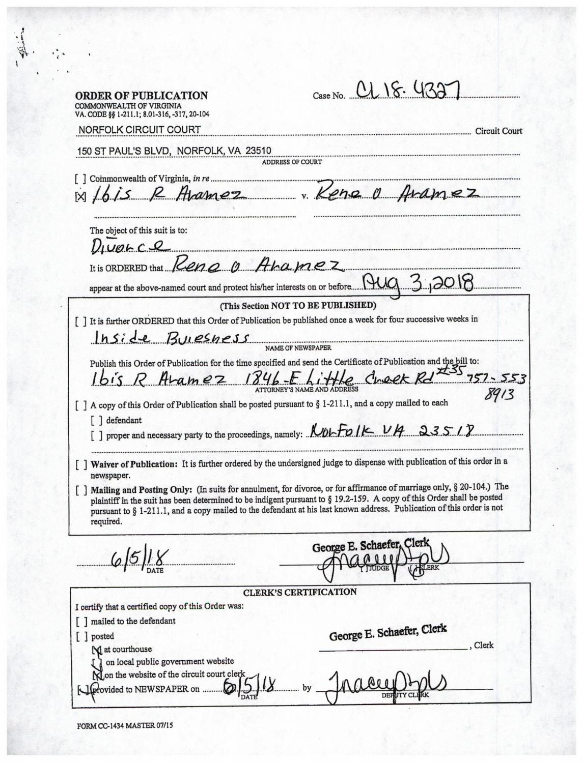 CL 18-4327 Order of Publication