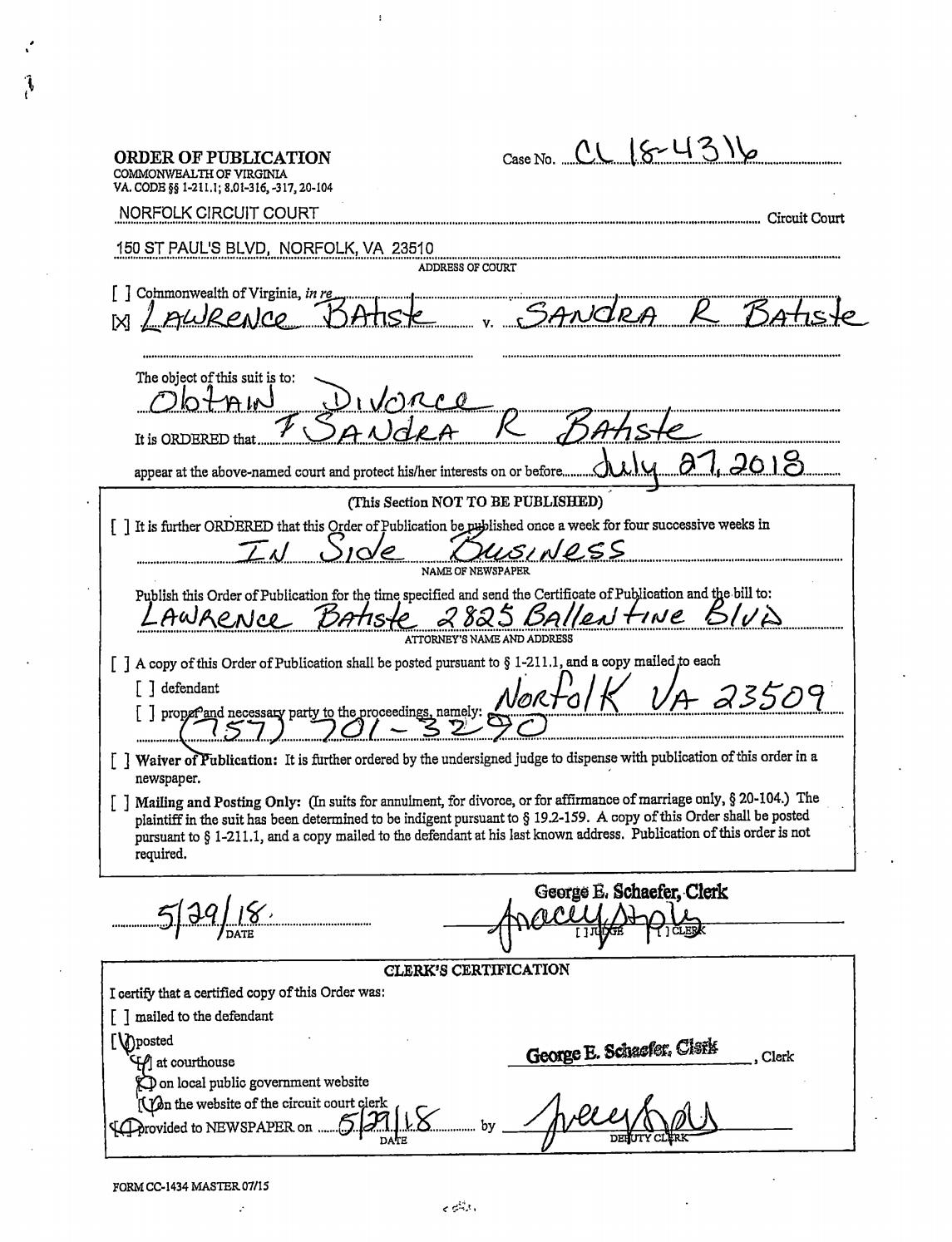 CL 18-4316 Order of Publication