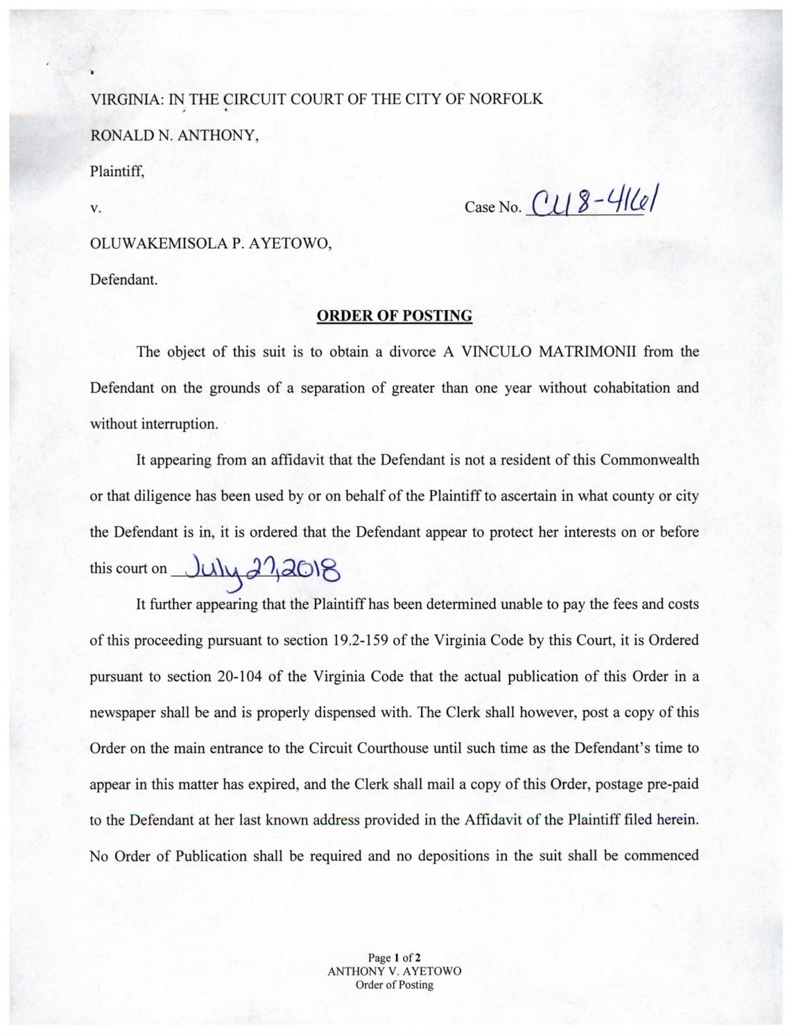 Cl 18 4161 order of posting