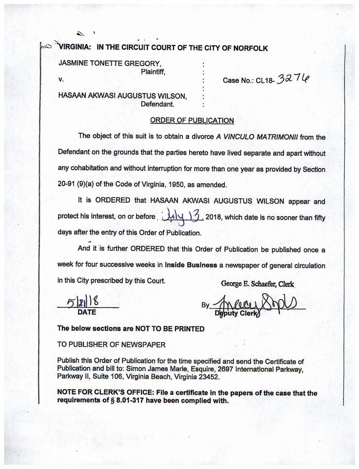CL 18-3276 Amended Order of Publication