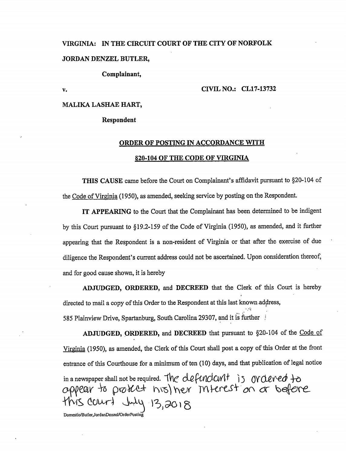 CL 17-13732 Order of Posting